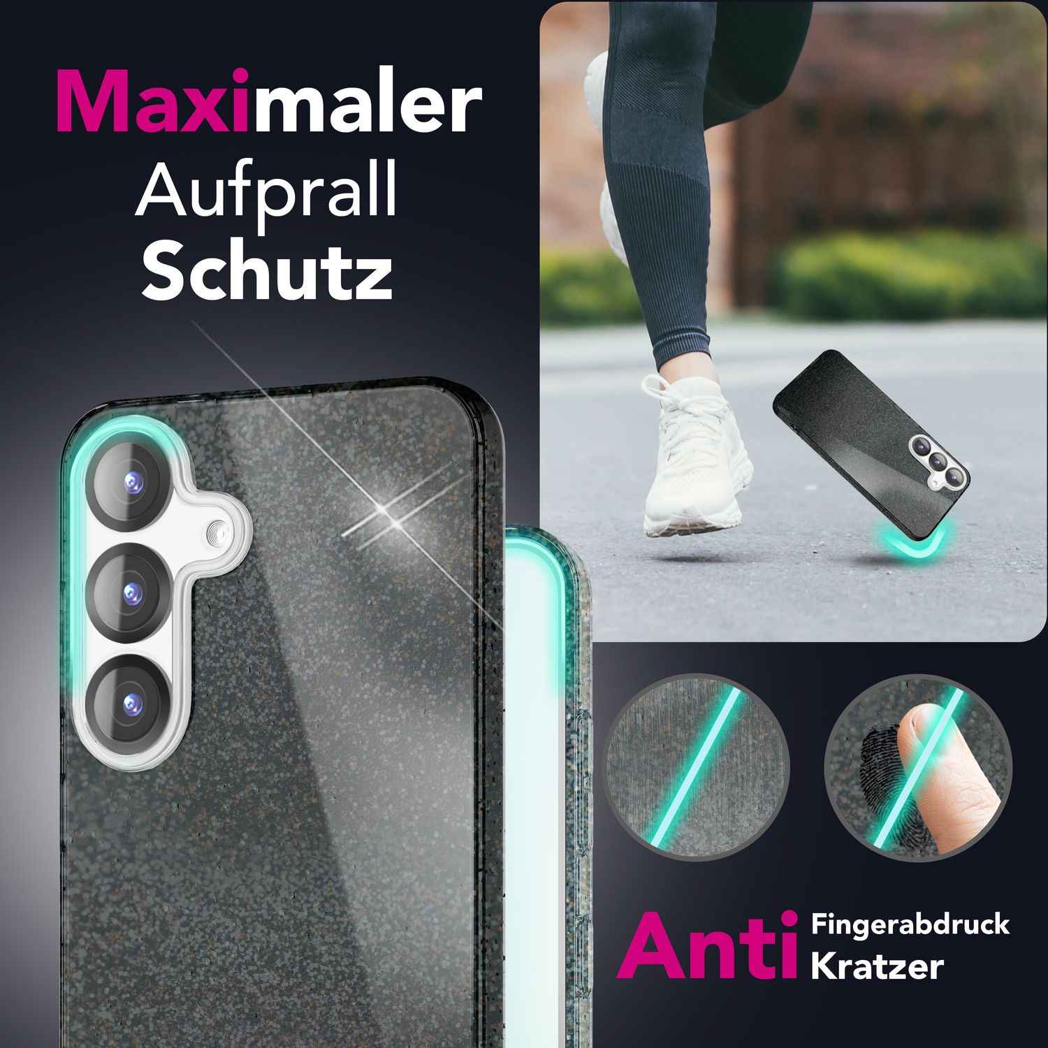 NALIA ShinePop für Samsung Galaxy S25 Hülle, Glänzende Glamour Glitzerhülle, Stabile Funkelnde Silikonhülle, Diamant Strass Glitzer Schutzhülle, Glitter Handyhülle