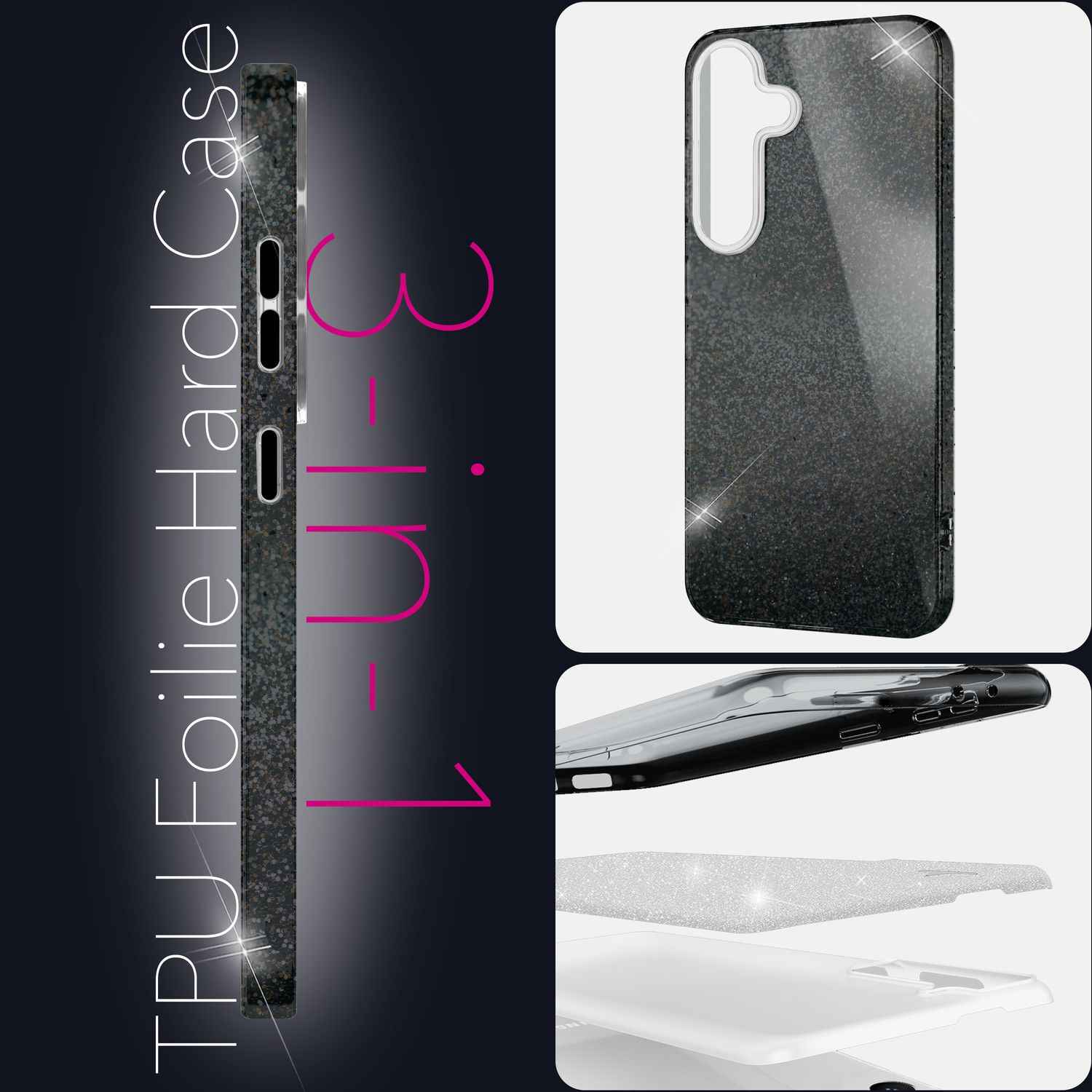 NALIA ShinePop für Samsung Galaxy S25 Hülle, Glänzende Glamour Glitzerhülle, Stabile Funkelnde Silikonhülle, Diamant Strass Glitzer Schutzhülle, Glitter Handyhülle