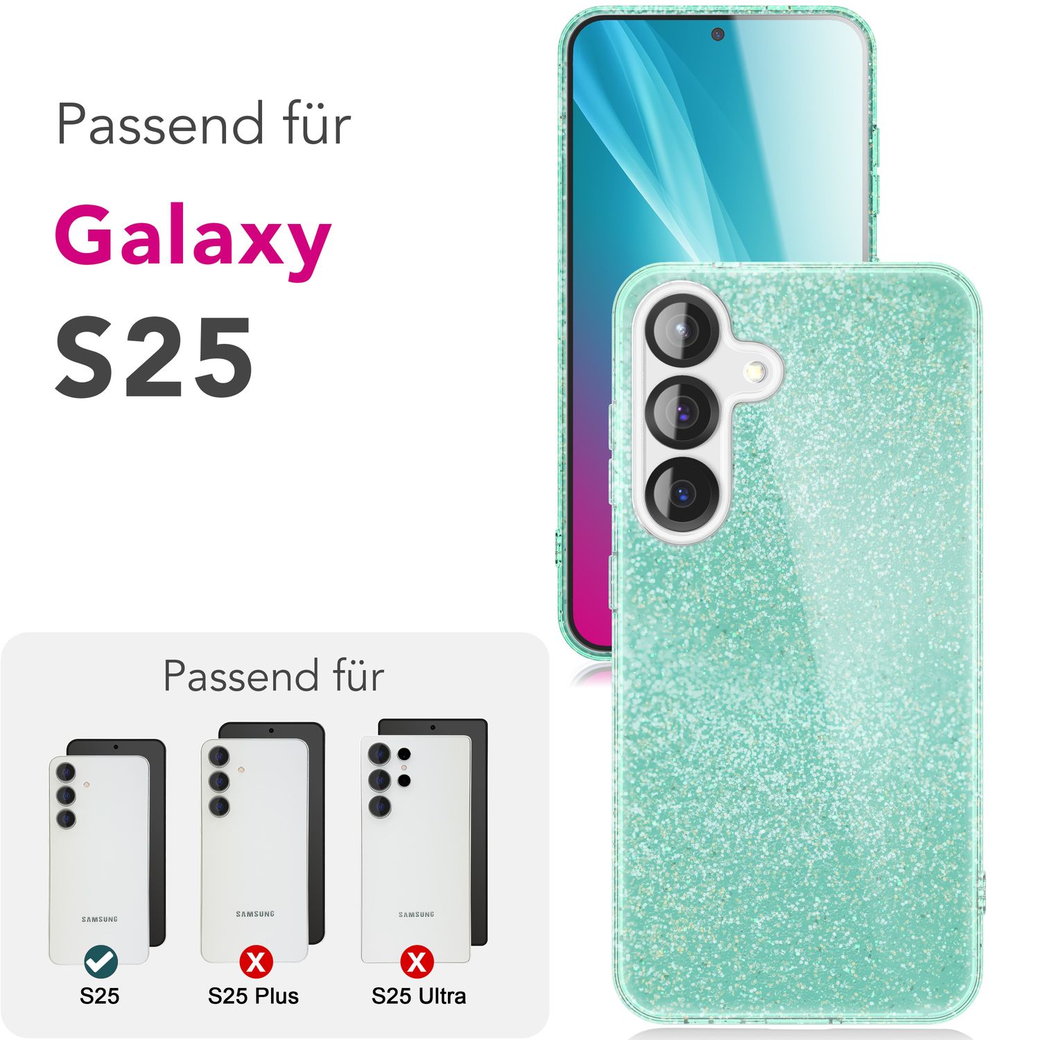 Handyhülle Glitzer für Samsung Galaxy S25 TPU glänzend | NALIA Berlin