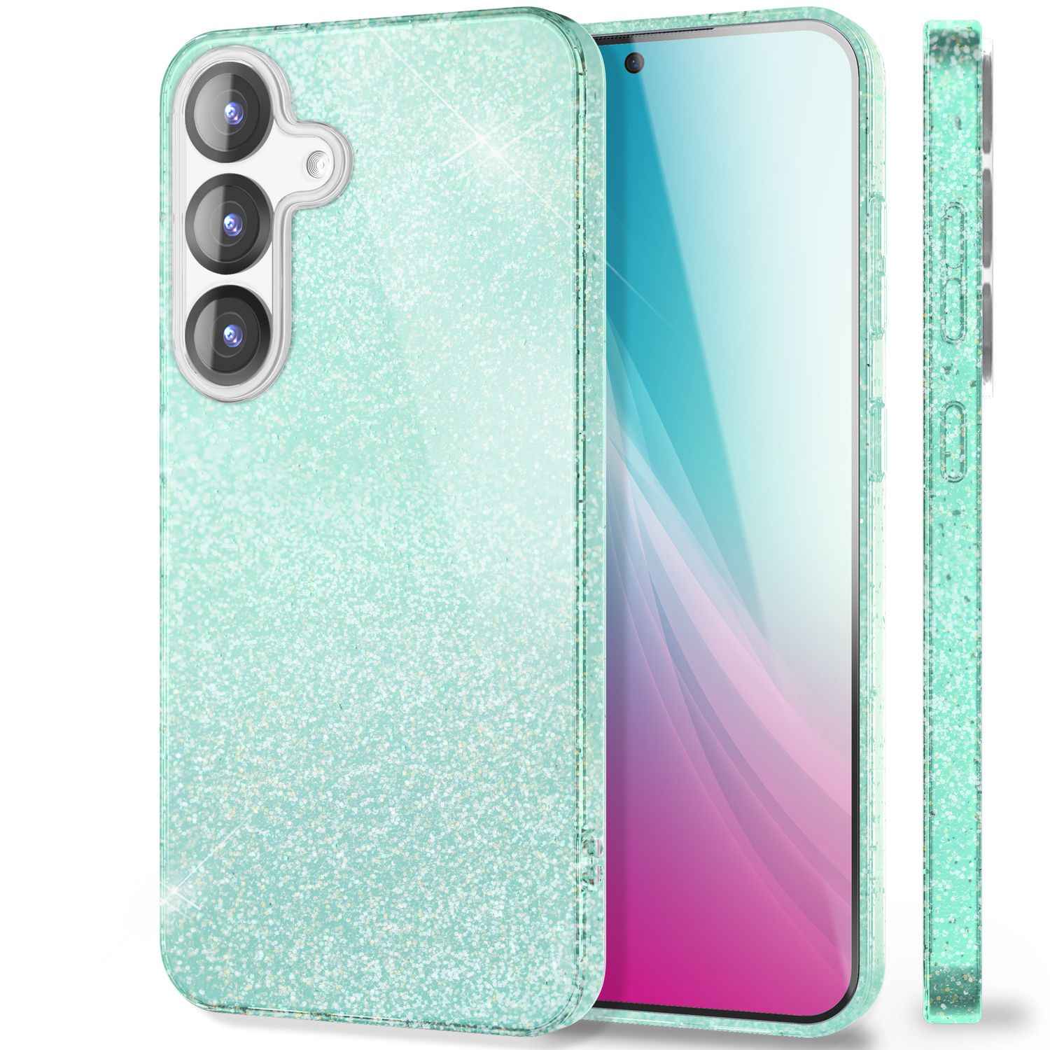 NALIA ShinePop für Samsung Galaxy S25 Plus Hülle, Schillernde Diamant Pailletten Glitzerhülle, Glänzende Robuste Silikon Schutzhülle, Brillante Glitzer Handyhülle