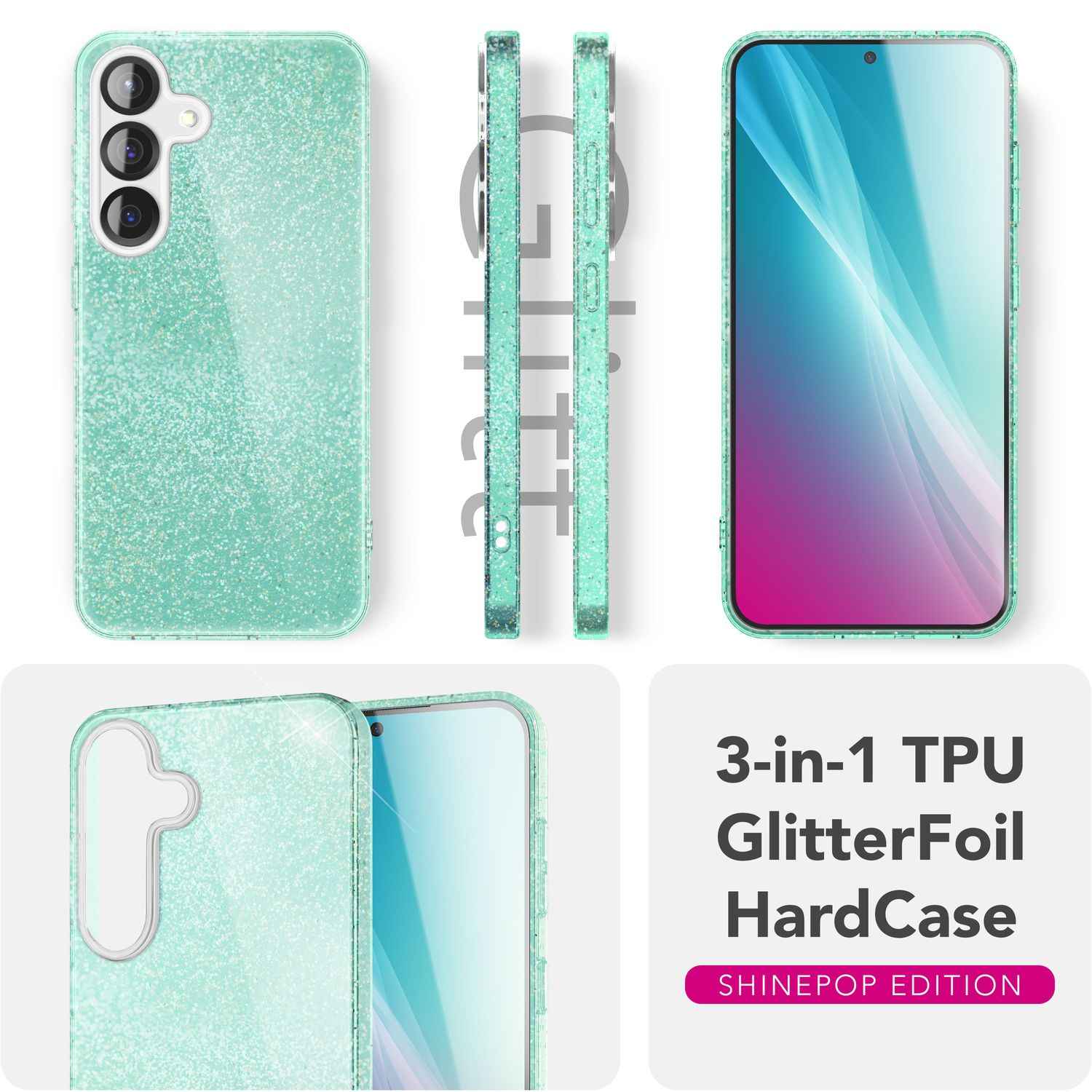 NALIA ShinePop für Samsung Galaxy S25 Plus Hülle, Schillernde Diamant Pailletten Glitzerhülle, Glänzende Robuste Silikon Schutzhülle, Brillante Glitzer Handyhülle