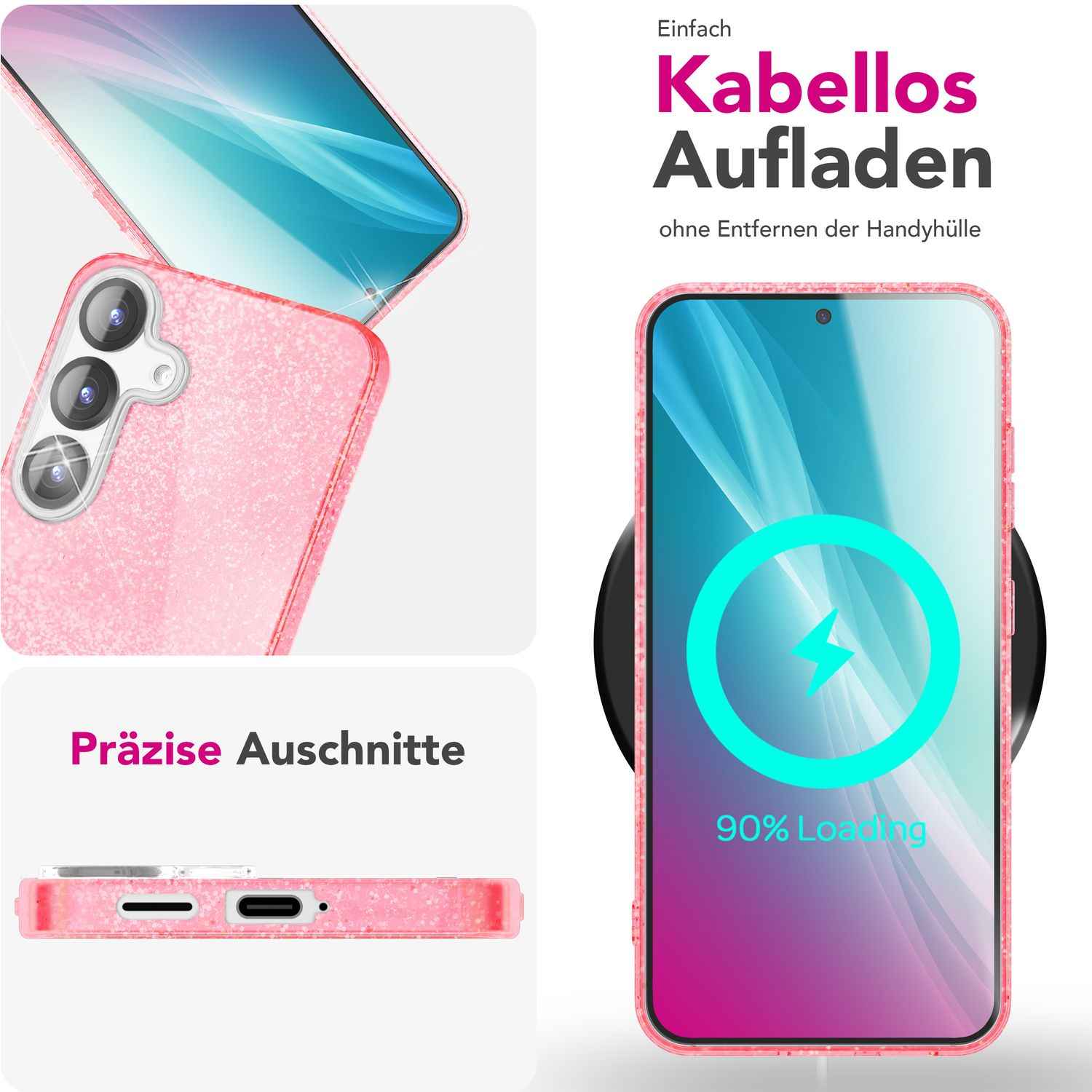 NALIA ShinePop für Samsung Galaxy S25 Plus Hülle, Schillernde Diamant Pailletten Glitzerhülle, Glänzende Robuste Silikon Schutzhülle, Brillante Glitzer Handyhülle