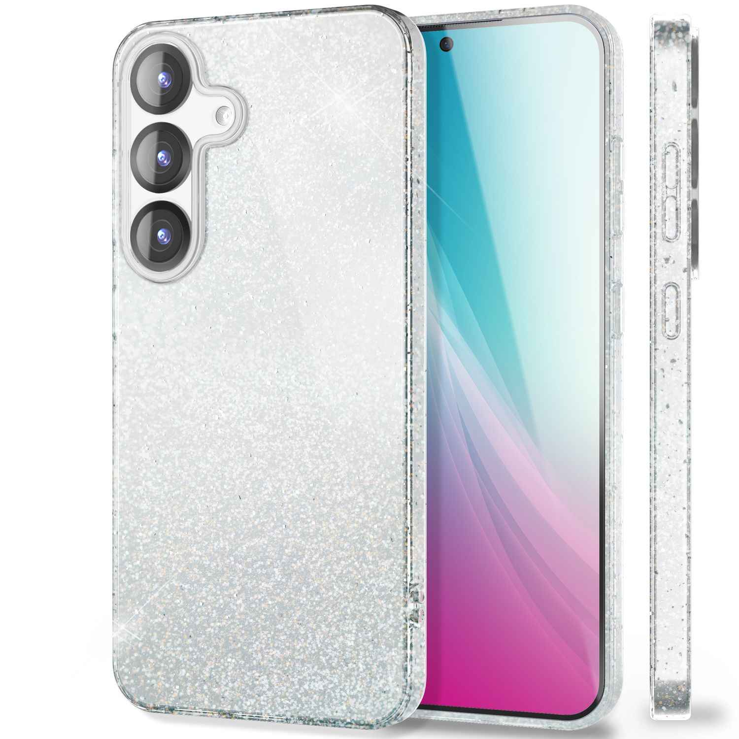NALIA ShinePop für Samsung Galaxy S25 Plus Hülle, Schillernde Diamant Pailletten Glitzerhülle, Glänzende Robuste Silikon Schutzhülle, Brillante Glitzer Handyhülle