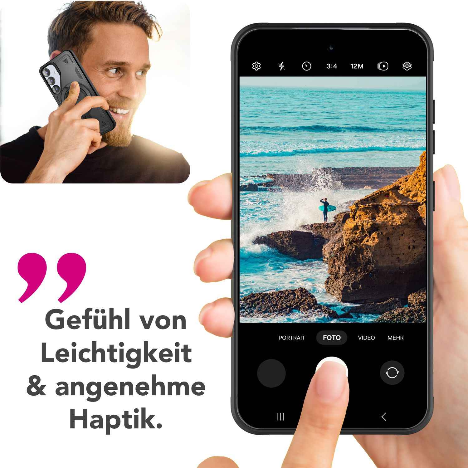 NALIA Stormguard für Samsung Galaxy S25 Hülle für MagSafe, Armor Fallschutz Ringhülle, Stoßfeste Schutzhülle mit 360° Rotationsring für Ständer und Magnetisch Laden
