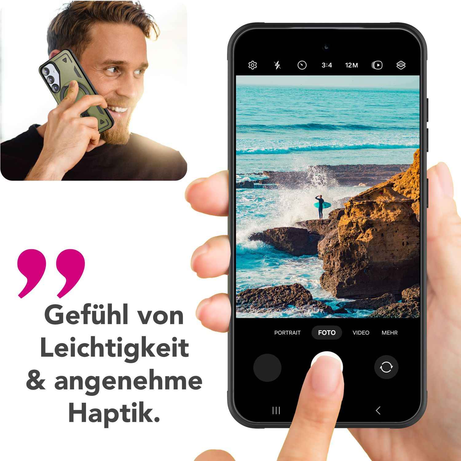 NALIA Stormguard für Samsung Galaxy S25 Hülle für MagSafe, Armor Fallschutz Ringhülle, Stoßfeste Schutzhülle mit 360° Rotationsring für Ständer und Magnetisch Laden