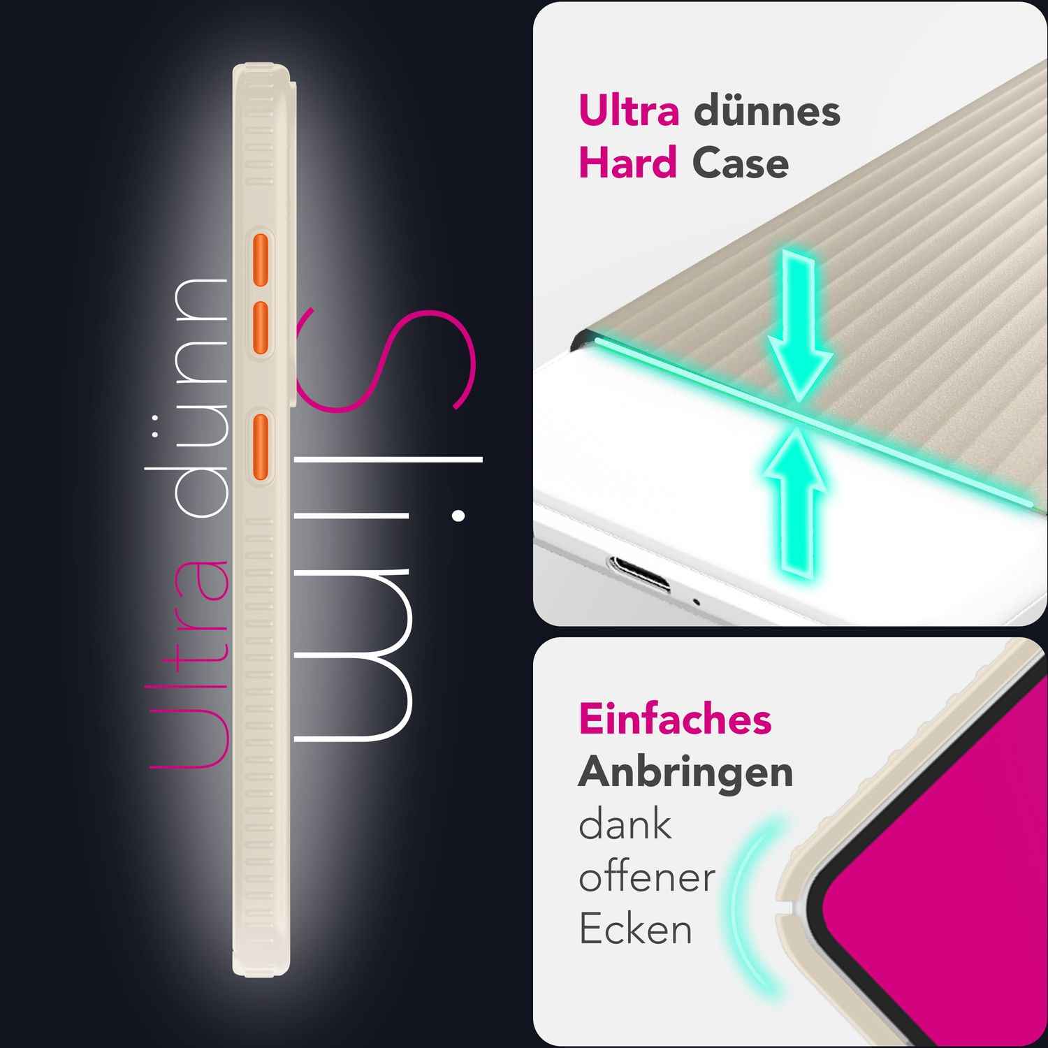 NALIA Nova für Samsung Galaxy S25 Hülle, Ultra-Dünne Harte Schutzhülle mit Wellenstruktur im Metall Look, Rutschfeste Handyhülle mit Fingerabdruck-Resistenz