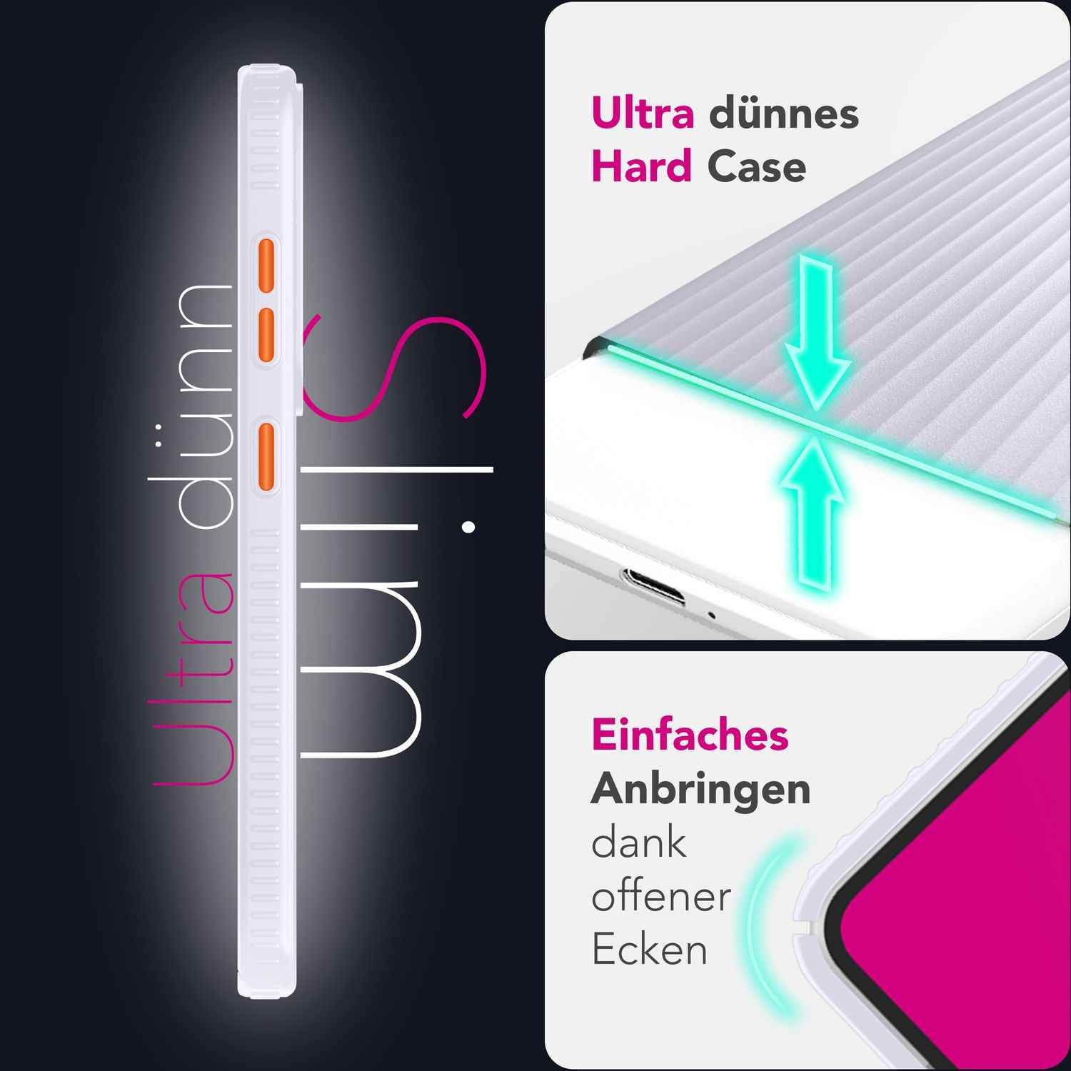 NALIA Nova für Samsung Galaxy S25 Hülle, Ultra-Dünne Harte Schutzhülle mit Wellenstruktur im Metall Look, Rutschfeste Handyhülle mit Fingerabdruck-Resistenz