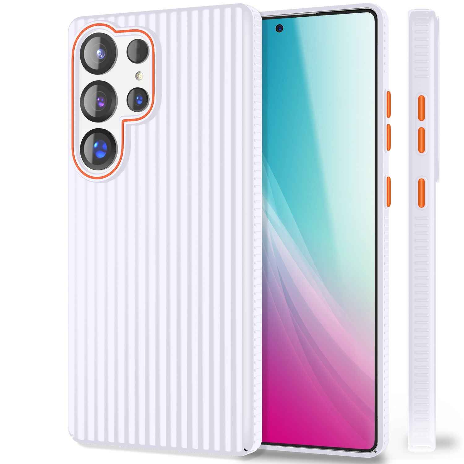 NALIA Nova für Samsung Galaxy S25 Ultra Hülle, Dünnes Hardcover in Metall Optik, mit Wellenstruktur Rillen Design, Rutschfeste Anti-Fingerabdruck Schutzhülle