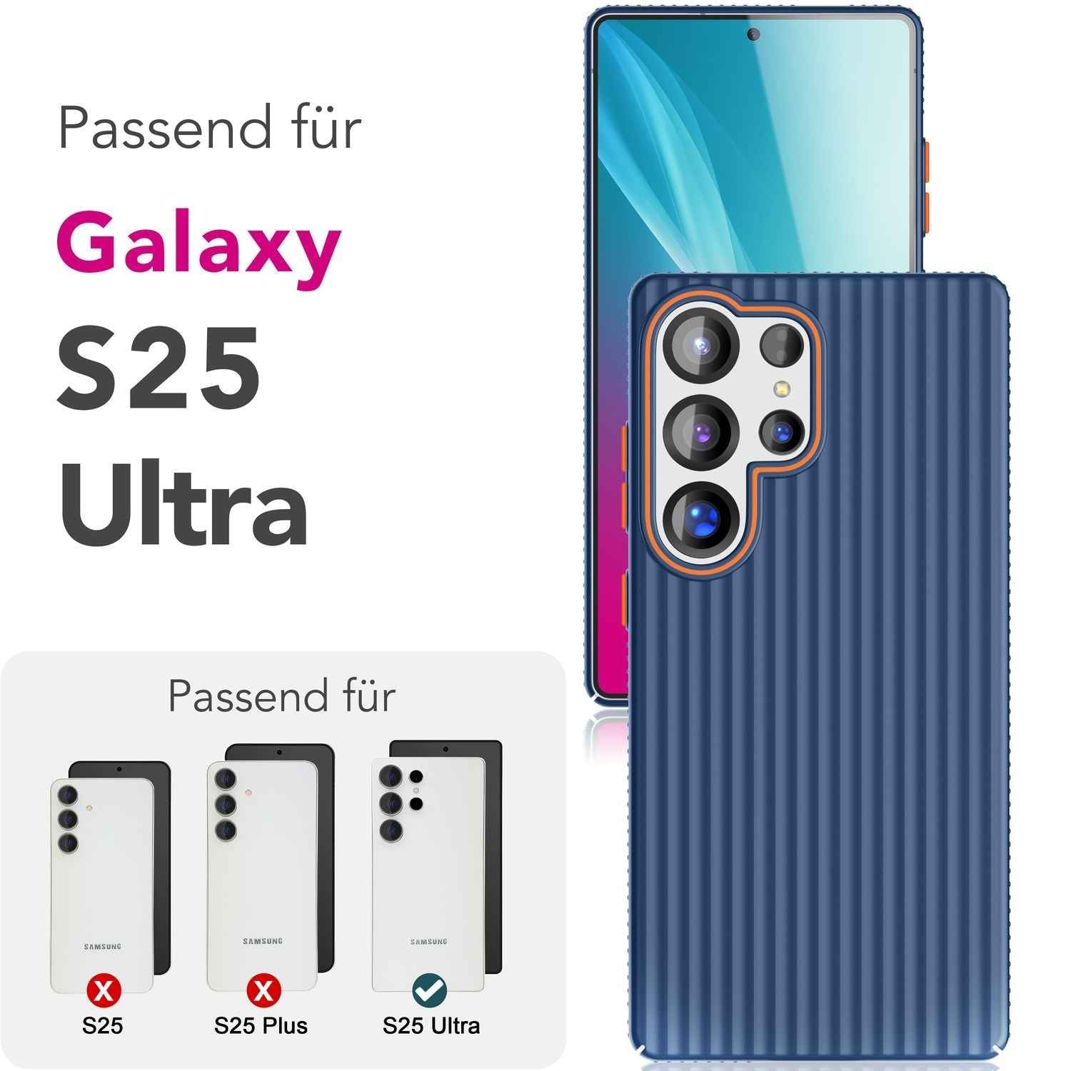 NALIA Nova für Samsung Galaxy S25 Ultra Hülle, Dünnes Hardcover in Metall Optik, mit Wellenstruktur Rillen Design, Rutschfeste Anti-Fingerabdruck Schutzhülle