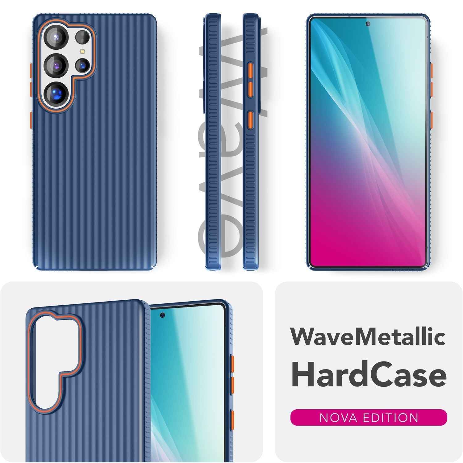 NALIA Nova für Samsung Galaxy S25 Ultra Hülle, Dünnes Hardcover in Metall Optik, mit Wellenstruktur Rillen Design, Rutschfeste Anti-Fingerabdruck Schutzhülle