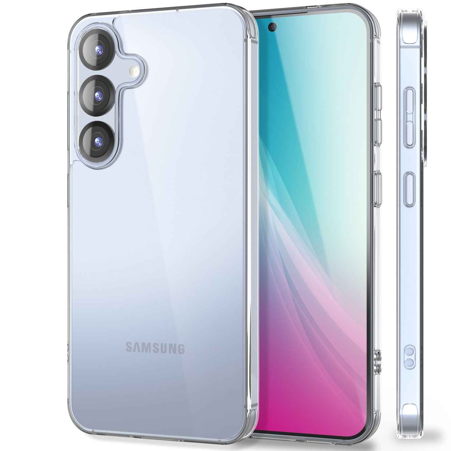 NALIA Blyss für Samsung Galaxy S25 Hülle, Kristall-Klare Schutzhülle mit kratzfester harter Rückseite und Anti-Schock Silikon-Rahmen, Transparente Handyhülle mit Anti-Gelb Effekt