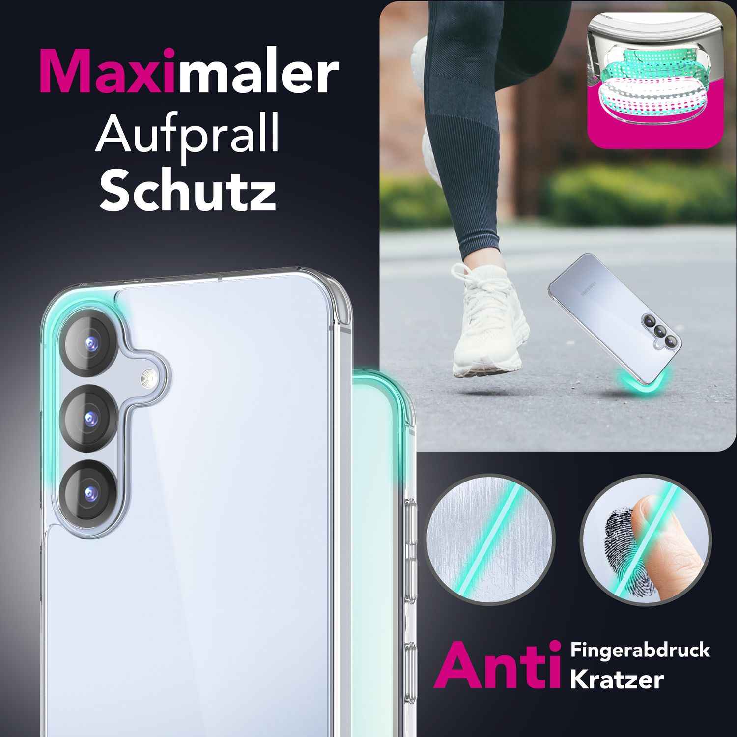 NALIA Blyss für Samsung Galaxy S25 Hülle, Kristall-Klare Schutzhülle mit kratzfester harter Rückseite und Anti-Schock Silikon-Rahmen, Transparente Handyhülle mit Anti-Gelb Effekt