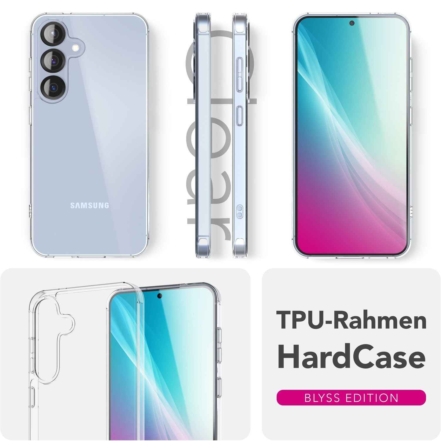 NALIA Blyss für Samsung Galaxy S25 Hülle, Kristall-Klare Schutzhülle mit kratzfester harter Rückseite und Anti-Schock Silikon-Rahmen, Transparente Handyhülle mit Anti-Gelb Effekt