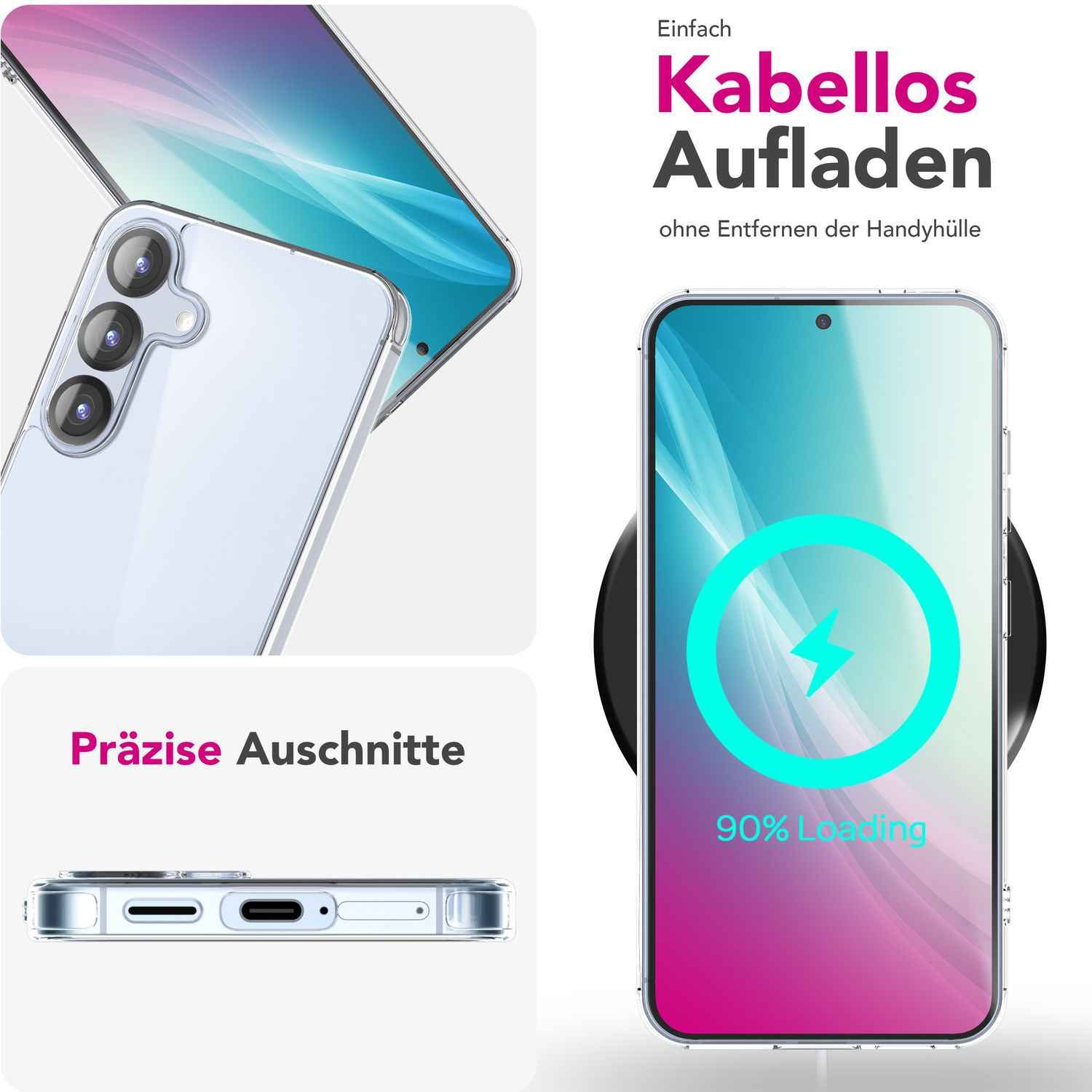 NALIA Blyss für Samsung Galaxy S25 Plus Hülle, Ultra Transparente Handyhülle, Klare Kratzfeste Harte Rückseite und Anti-Schock Silikon-Rahmen, Klarsichthülle mit Anti-Gelb Effekt