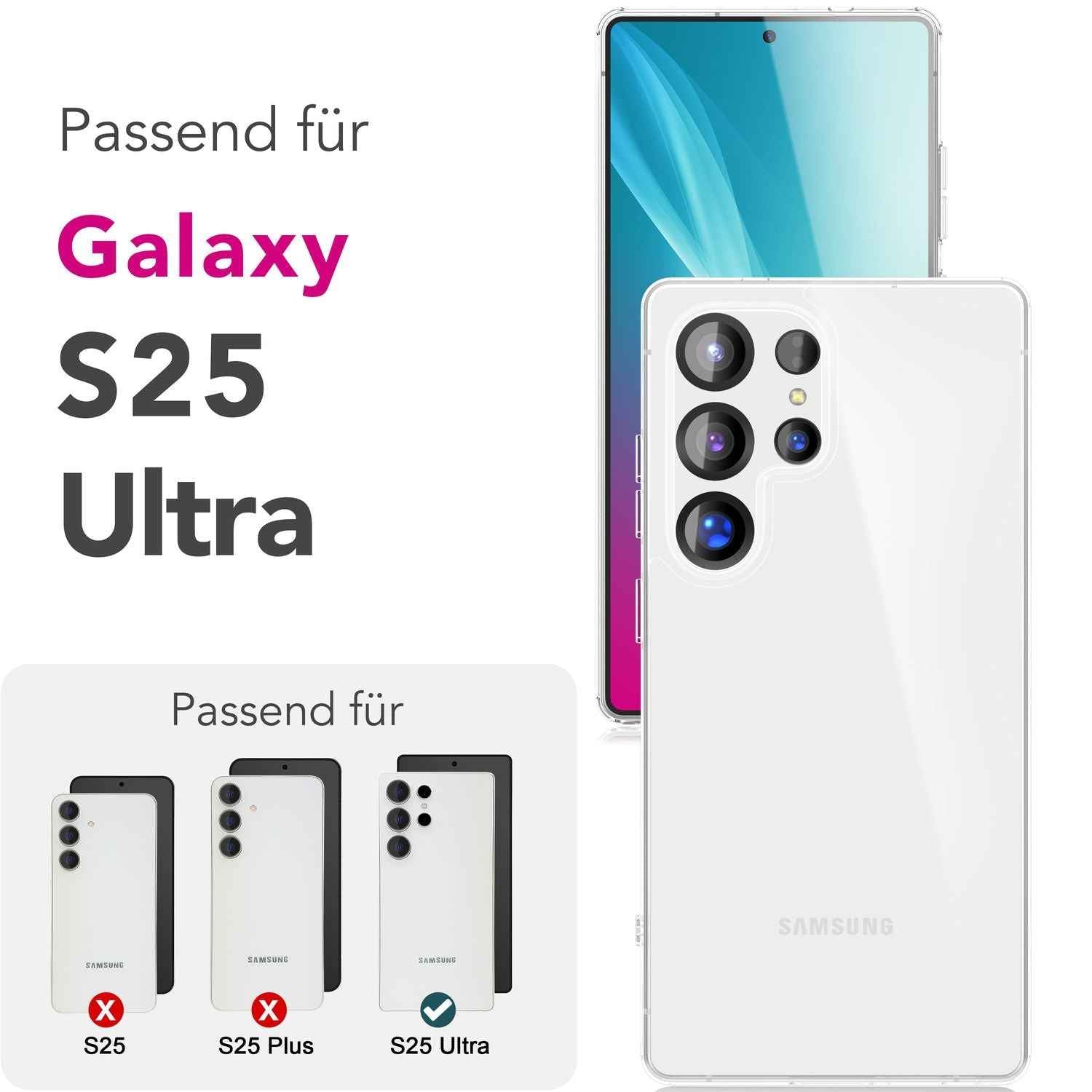 NALIA Blyss für Samsung Galaxy S25 Ultra Hülle, Hochtransparente Kratzfeste Handyhülle, Harte Robuste Rückseite und Anti-Schock Silikon-Rahmen, Klare Schutzhülle, Anti-Gelb Effekt