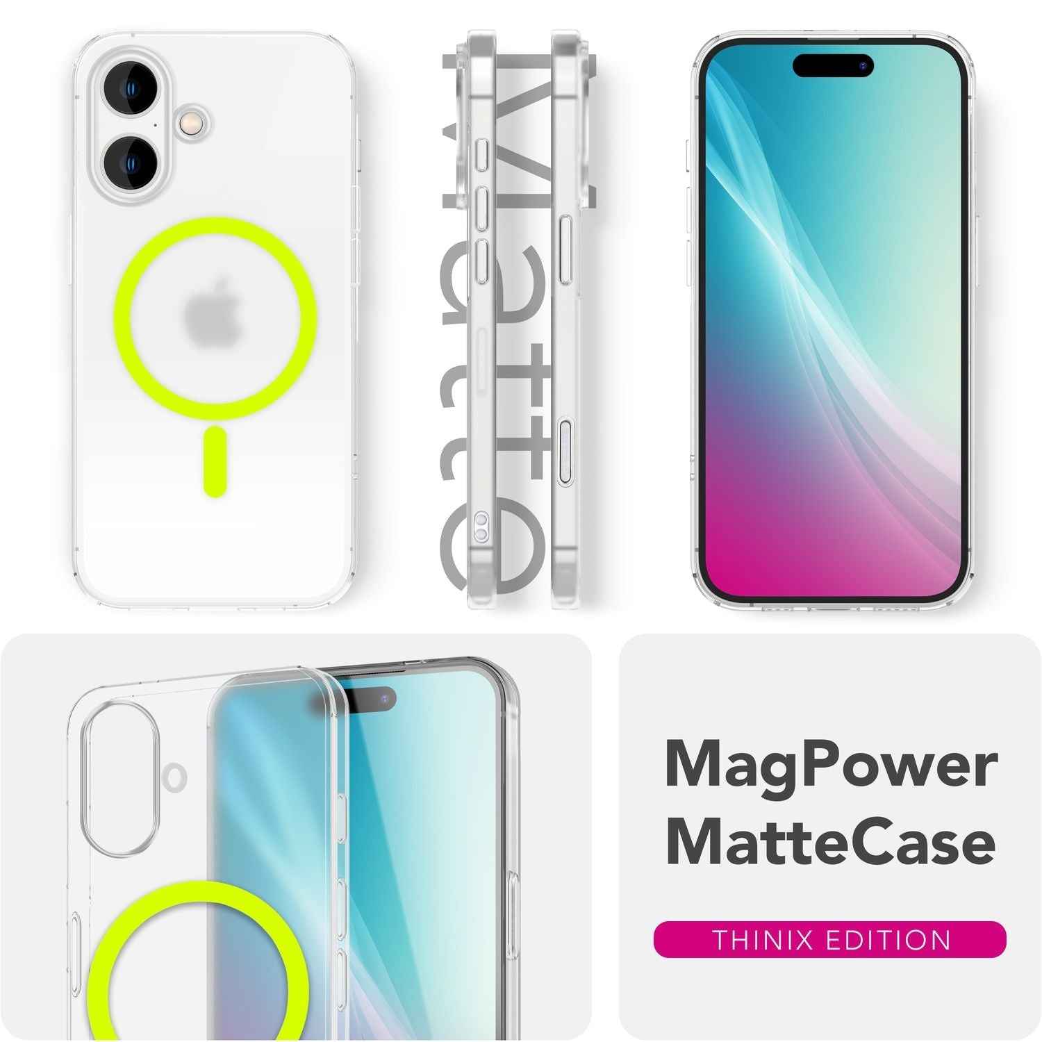 NALIA Thinix für iPhone 16 Hülle [für MagSafe], mit Glow Magnetring, Leuchtet im Dunkeln, 0,3mm Dünn, Ultraleicht & Mattiert, Milchig Transparent, Ultradünne Handyhülle