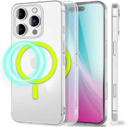 NALIA Thinix für iPhone 16 Pro Hülle [für MagSafe], Glow Magnetring Leuchtet im Dunkeln, Ultradünn 0,3mm, Milchiges Design, Mattierte Oberfläche, Ultra-Schlanke Handyhülle