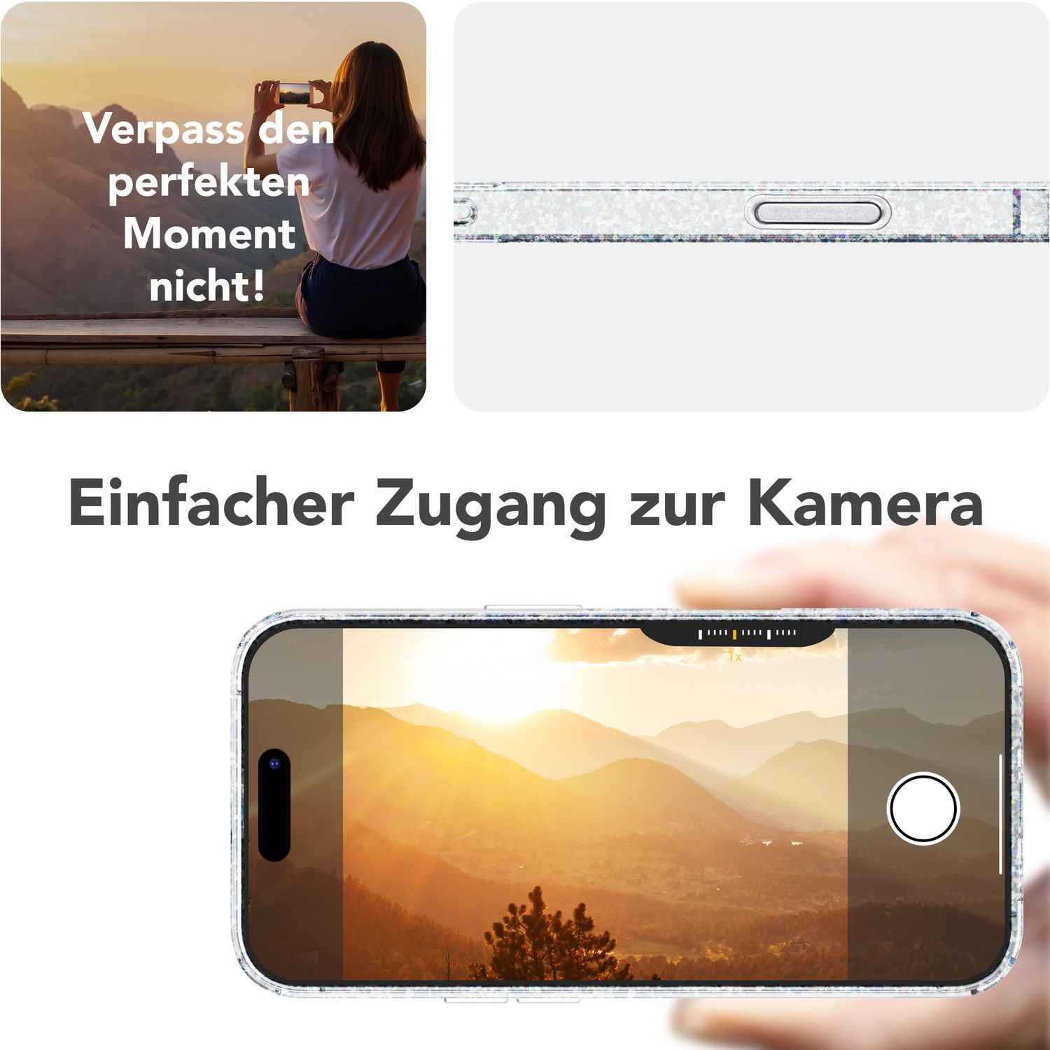 NALIA Starlite für iPhone 16 Pro Max Hülle [für MagSafe], Glitzer Cover mit Magnetring, Transparent & Funkelnd, Kratzfeste Harte Rückseite, Robuster TPU-Rahmen, Klare Glitzerhülle