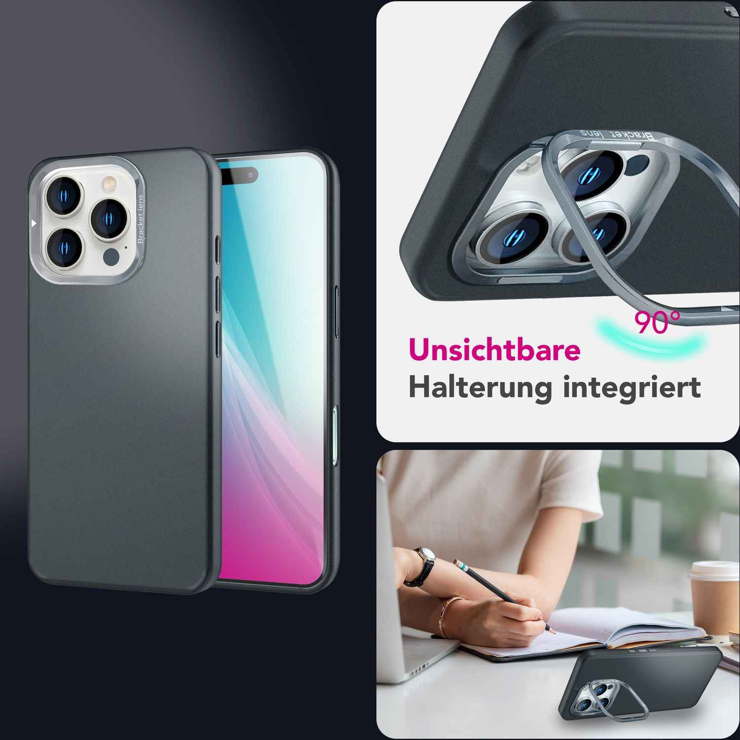 NALIA Overland für iPhone 16 Pro Hülle [für MagSafe], Ultra-Dünnes Hardcase, Unsichtbarer Magnetring, Kamera-Ständer, Mattes Finish, Leicht & Schlank, Schutzhülle