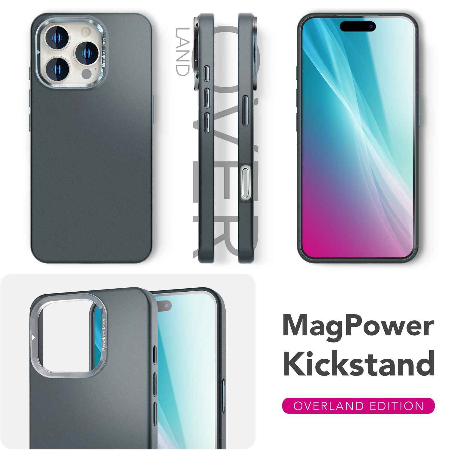 NALIA Overland für iPhone 16 Pro Hülle [für MagSafe], Ultra-Dünnes Hardcase, Unsichtbarer Magnetring, Kamera-Ständer, Mattes Finish, Leicht & Schlank, Schutzhülle