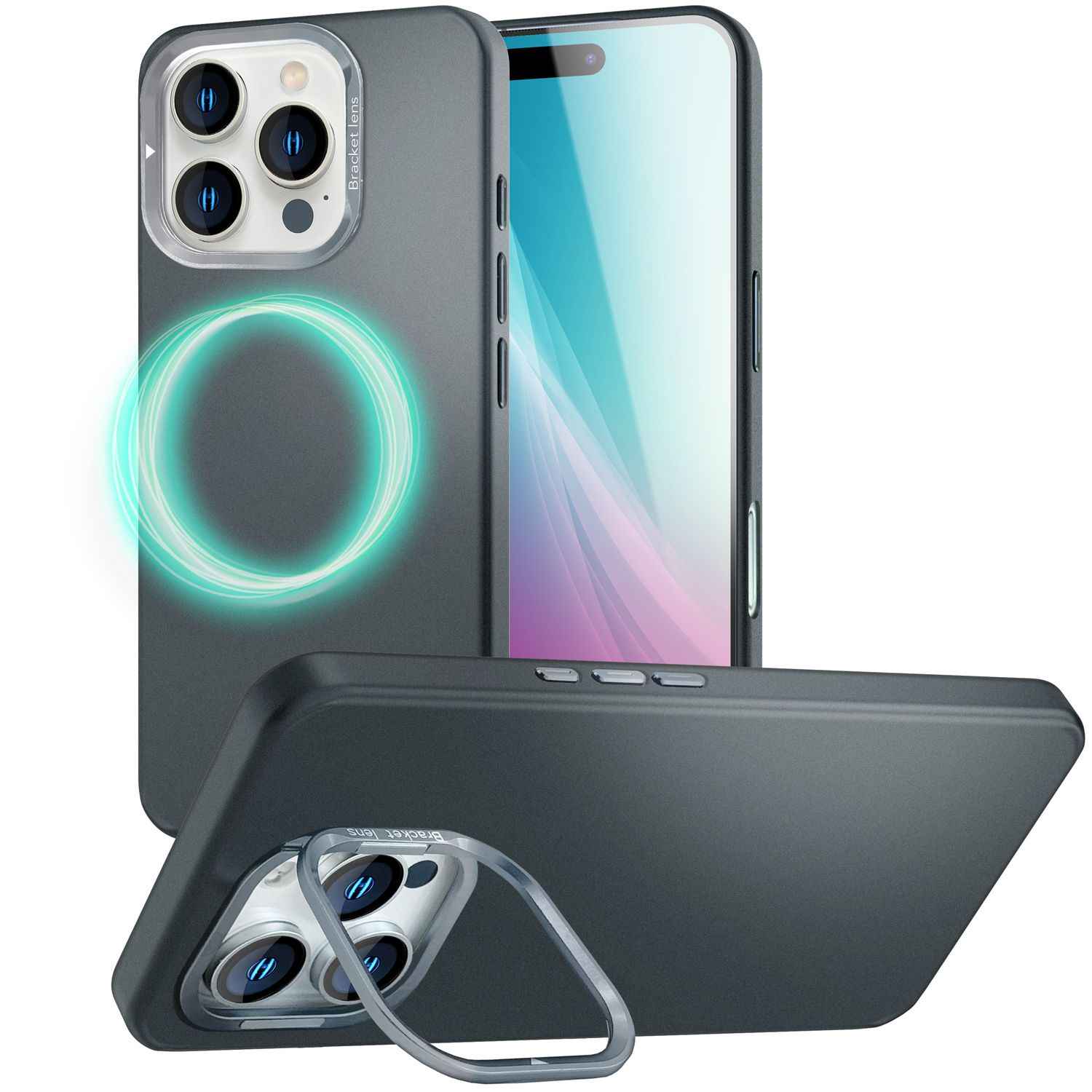 NALIA Overland für iPhone 16 Pro Max Hülle [für MagSafe], Ultra-Flaches Hardcase, Versteckter Magnetring, Kamera Kickstand, Leicht & Dünn, Mattiertes Finish Design