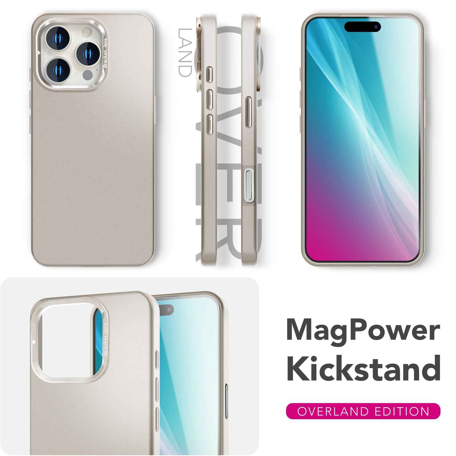 NALIA Overland für iPhone 16 Pro Max Hülle [für MagSafe], Ultra-Flaches Hardcase, Versteckter Magnetring, Kamera Kickstand, Leicht & Dünn, Mattiertes Finish Design