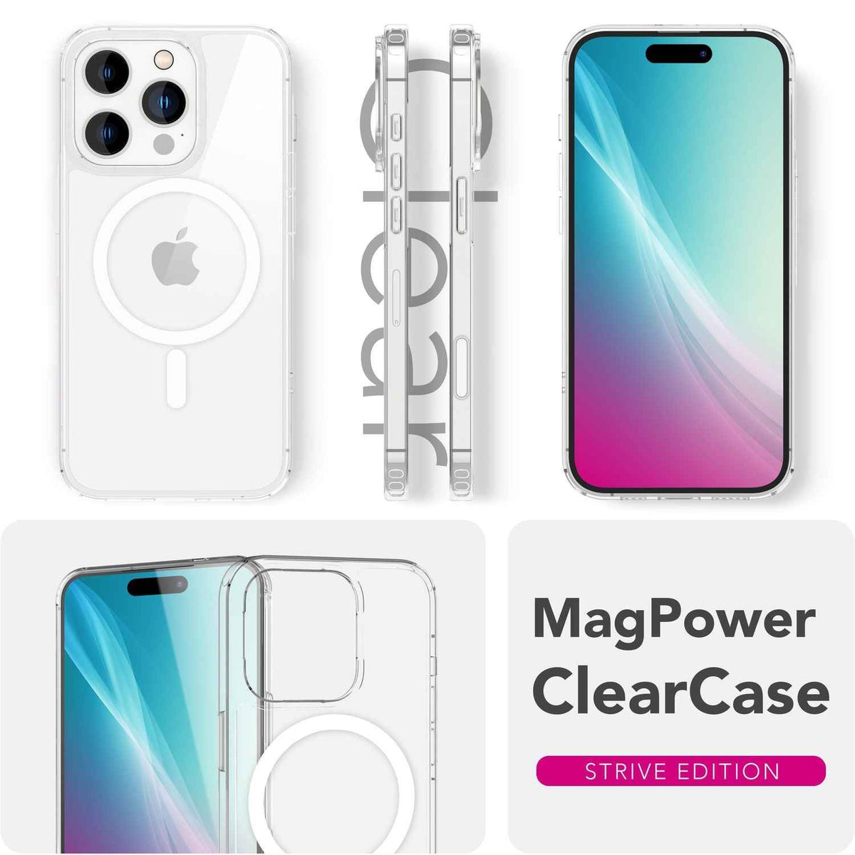 NALIA Strive für iPhone 16 Pro Hülle [für MagSafe], Action Button Touch-Abdeckung, Integrierter Magnetring, Kristallklare Harte Rückseite & TPU-Rahmen, Stoßfest & Kratzsicher