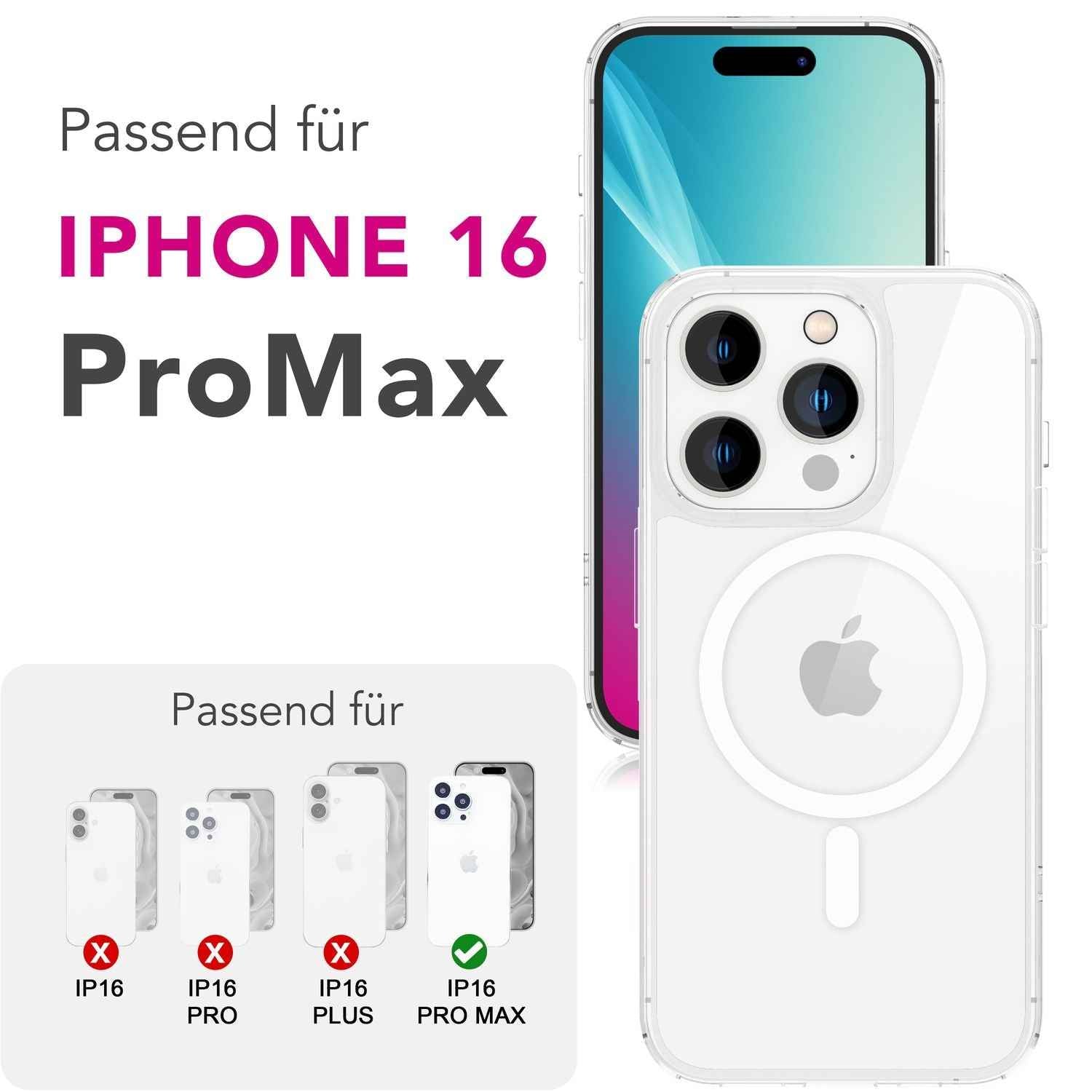 NALIA Strive für iPhone 16 Pro Max Hülle [für MagSafe], Sensor-Abdeckung für Action Button, Magnetring, Hochtransparentes Klares Design, Stoßfest & Kratzfest, Robust & Rutschfest