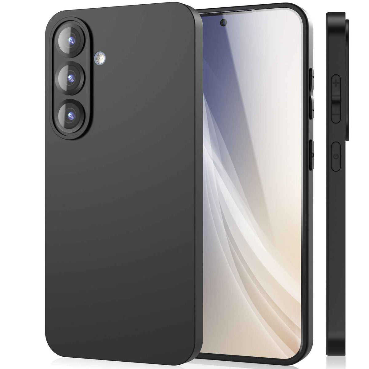 NALIA Strider für Samsung Galaxy S25 Plus Hülle, Schwarze Silikonhülle, Dünne Mattierte Handyhülle mit erhöhtem Kameraschutz und Tastenschutz, Flexible Robuste Schutzhülle