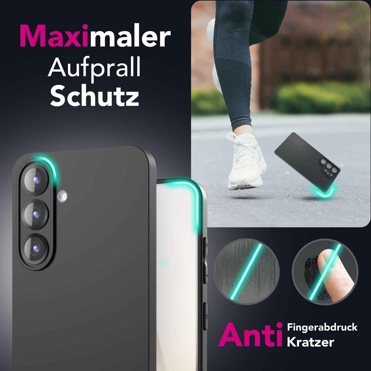 NALIA Strider für Samsung Galaxy S25 Plus Hülle, Schwarze Silikonhülle, Dünne Mattierte Handyhülle mit erhöhtem Kameraschutz und Tastenschutz, Flexible Robuste Schutzhülle