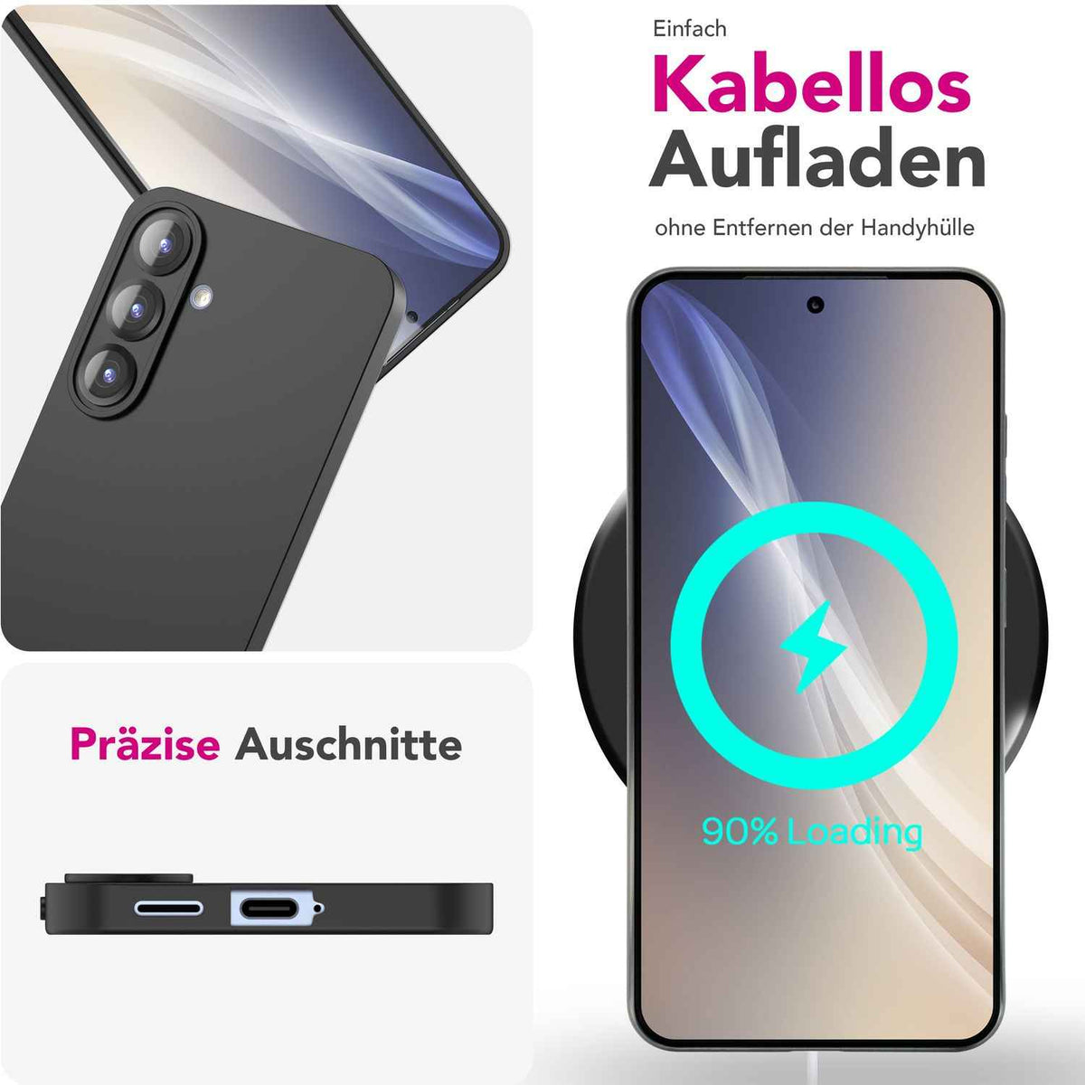 NALIA Strider für Samsung Galaxy S25 Plus Hülle, Schwarze Silikonhülle, Dünne Mattierte Handyhülle mit erhöhtem Kameraschutz und Tastenschutz, Flexible Robuste Schutzhülle