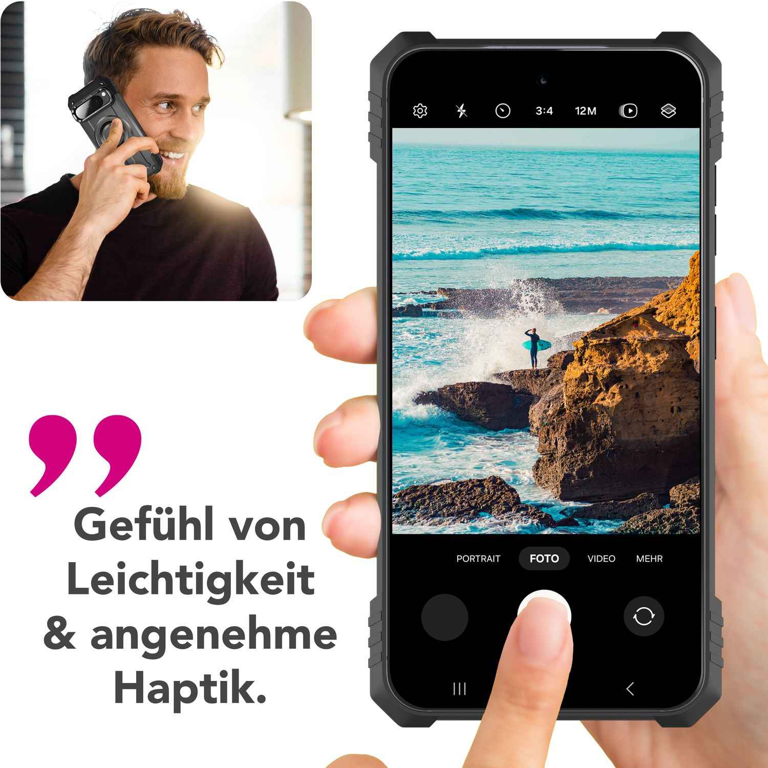 NALIA Granite Hülle für Google Pixel 9 Pro XL – Handyhülle für MagSafe, Military Armor Case mit Aufprallschutzrahmen & Kickstand, Stoßfestes Hardcover im Panzer-Stil