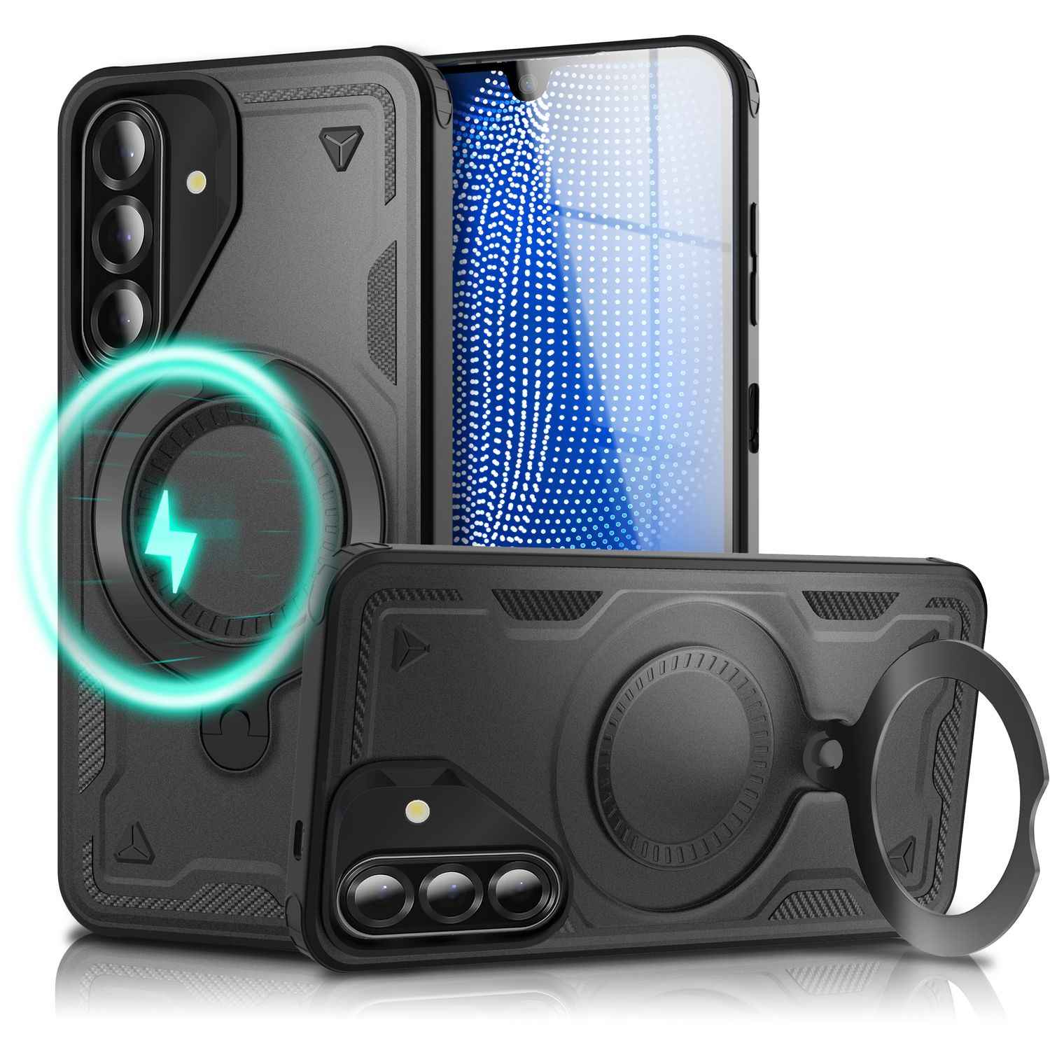 NALIA Stormguard Hülle für Samsung Galaxy A26 – für MagSafe, Stoßfeste Panzer Schutzhülle mit 360° Dreh Ring, Outdoor Kickstand Case mit Fallschutz, Military Cover