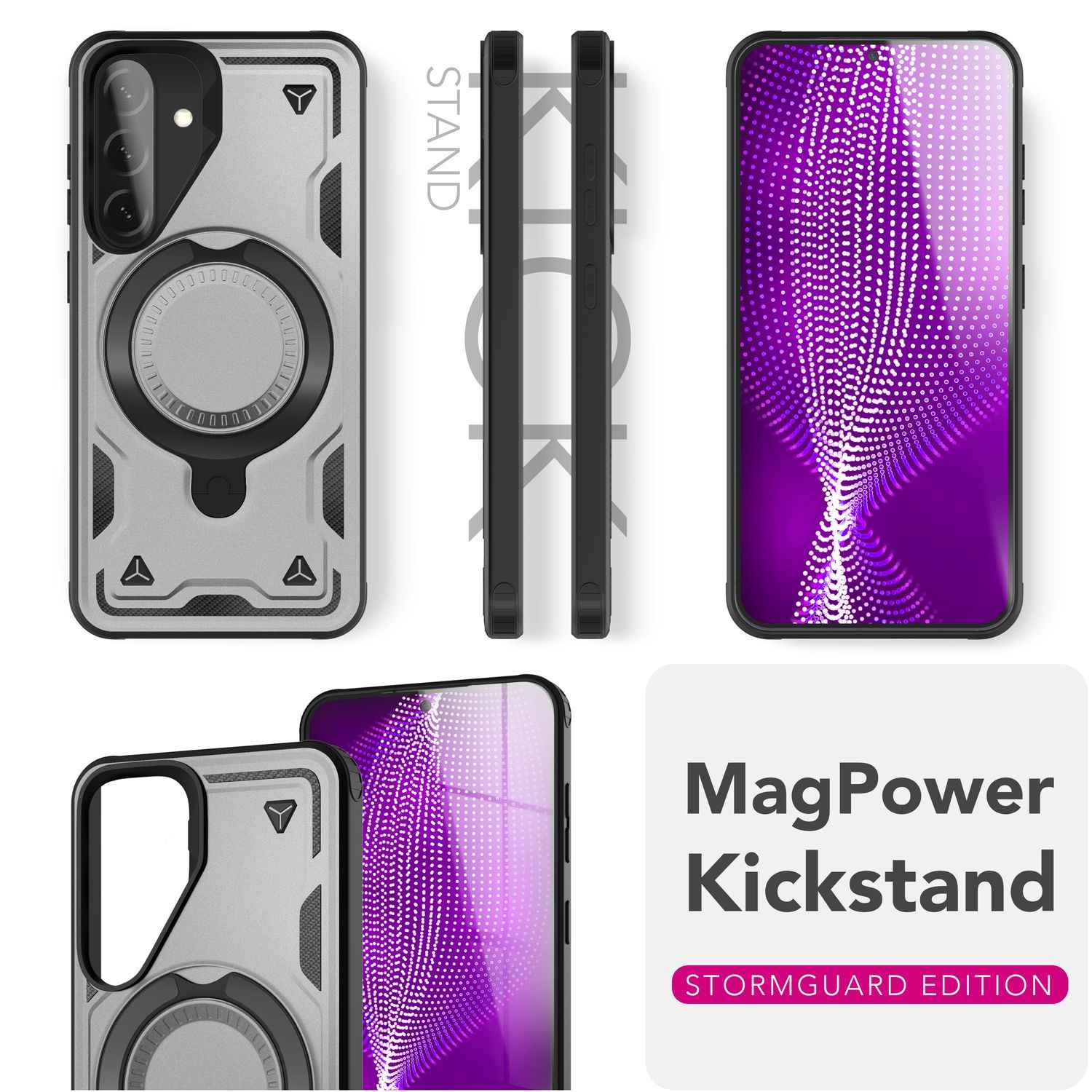 NALIA Stormguard Hülle für Samsung Galaxy A36 – für MagSafe, Military Style Handyhülle mit Stoßdämpfung & 360° Ringhalter, Robustes Hartschalen Cover, Outdoor Case