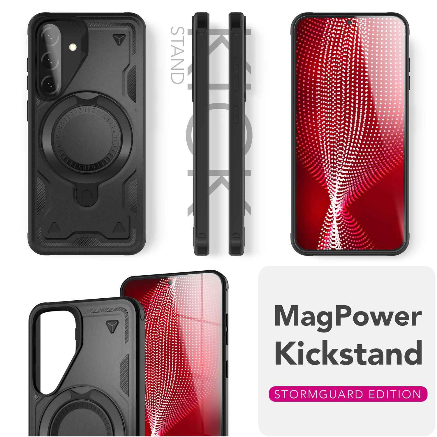 NALIA Stormguard Hülle für Samsung Galaxy A56 – für MagSafe, Panzerschutz Handyhülle mit 360° Drehbarem Ring, Kickstand, Stoßfestes Outdoor Case, Militär Schutzhülle