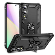 NALIA RingDefend Hülle für Samsung Galaxy S25 Edge – Schwarze Military Style Ringhülle, Stoßfester Fallschutz, 360° Finger-Halter & Ständer, Ultra Robust & Widerstandsfähig