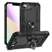 NALIA RingDefend Hülle für iPhone 16e, Panzerhülle mit 360° Metall-Ring, Standfunktion & Finger-Halter, Rutschfest & Stoßsicher, Kantenschutz, Schwarze Handyhülle im Military Style