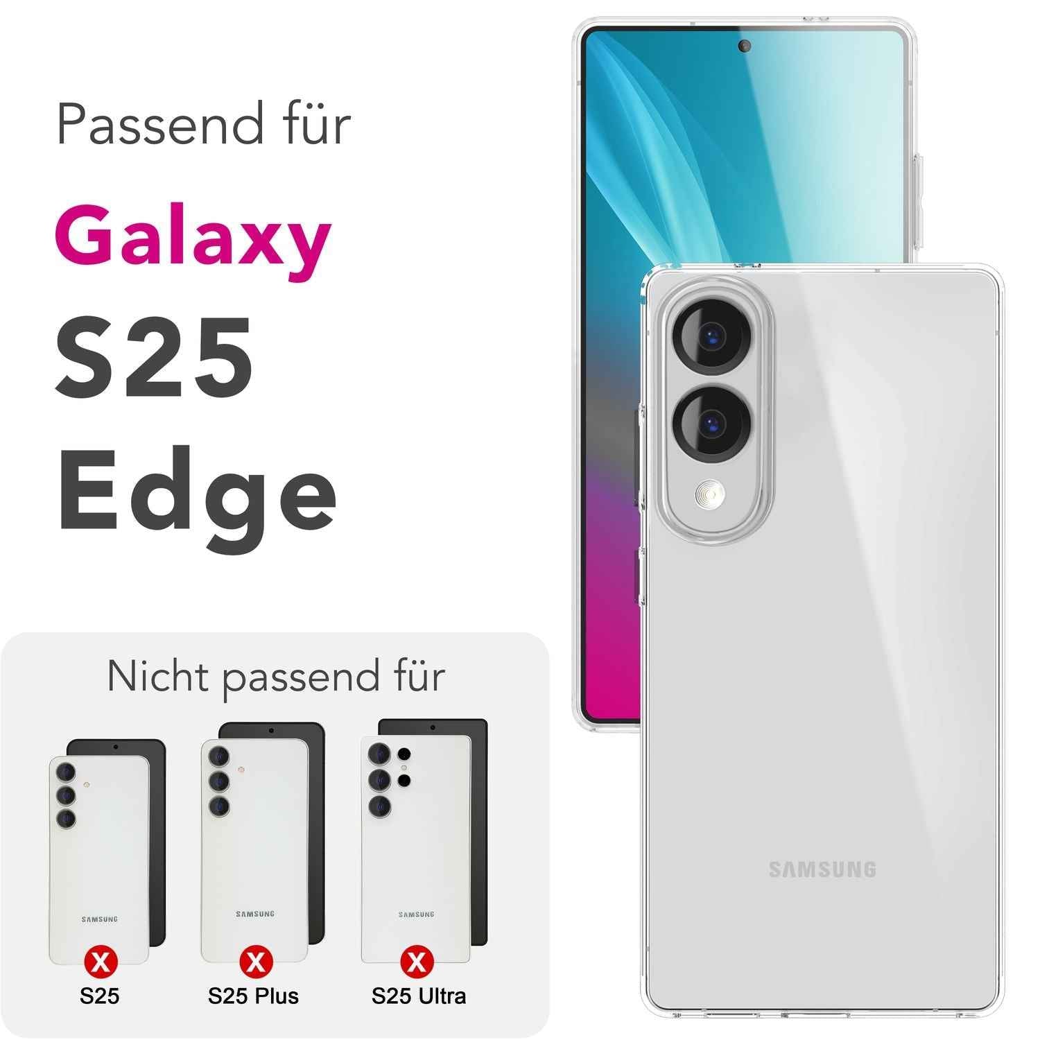 NALIA GLAZE Hülle für Samsung Galaxy S25 Edge – Kristallklare Silikonhülle, Strapazierfähig, Anti-Gelb Effekt, Klar Durchsichtig, TPU Schutzhülle, Robust & Flexibel, Transparent