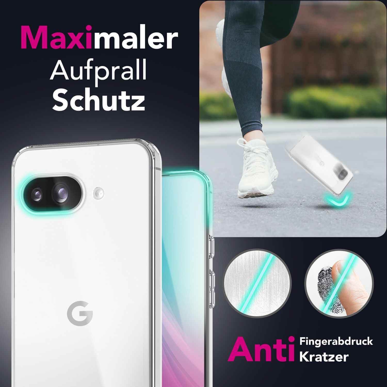 NALIA GLAZE Hülle für Google Pixel 9a – Transparentes TPU Silikon Case, Flexibel & Stoßdämpfend, Kristallklar, Anti-Gelb, Durchsichtige Schutzhülle, Klare Robuste Handyhülle