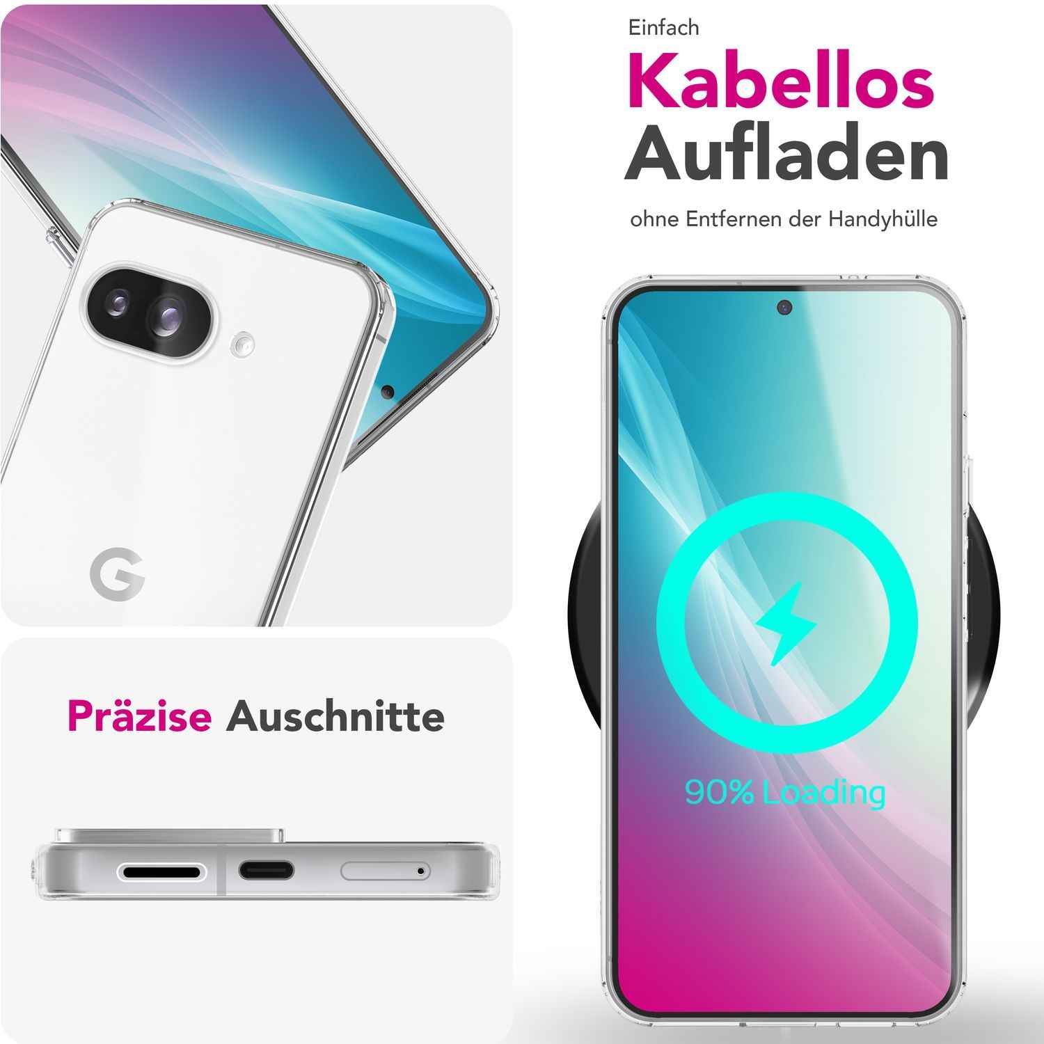 NALIA GLAZE Hülle für Google Pixel 9a – Transparentes TPU Silikon Case, Flexibel & Stoßdämpfend, Kristallklar, Anti-Gelb, Durchsichtige Schutzhülle, Klare Robuste Handyhülle