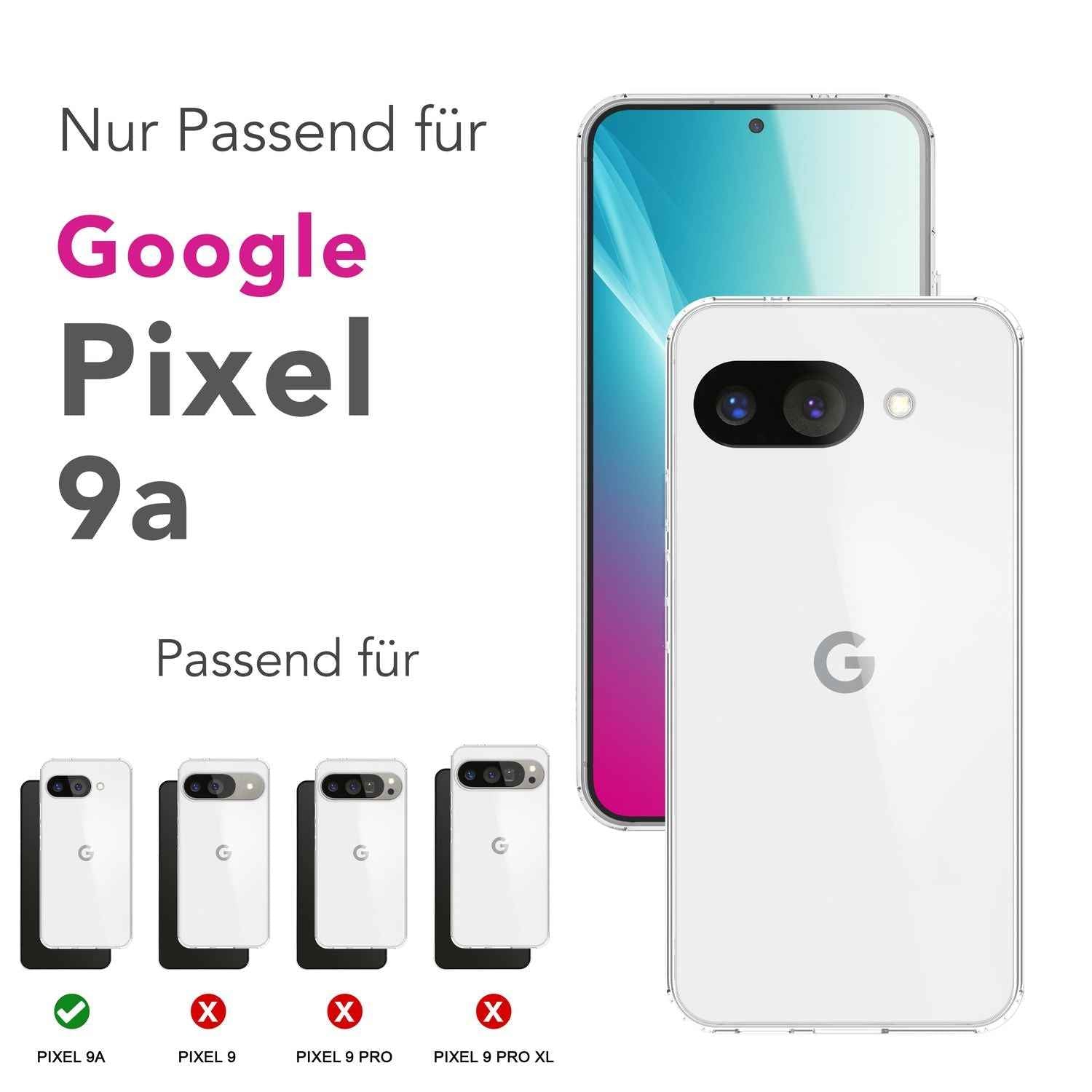 NALIA GLAZE Hülle für Google Pixel 9a – Transparentes TPU Silikon Case, Flexibel & Stoßdämpfend, Kristallklar, Anti-Gelb, Durchsichtige Schutzhülle, Klare Robuste Handyhülle