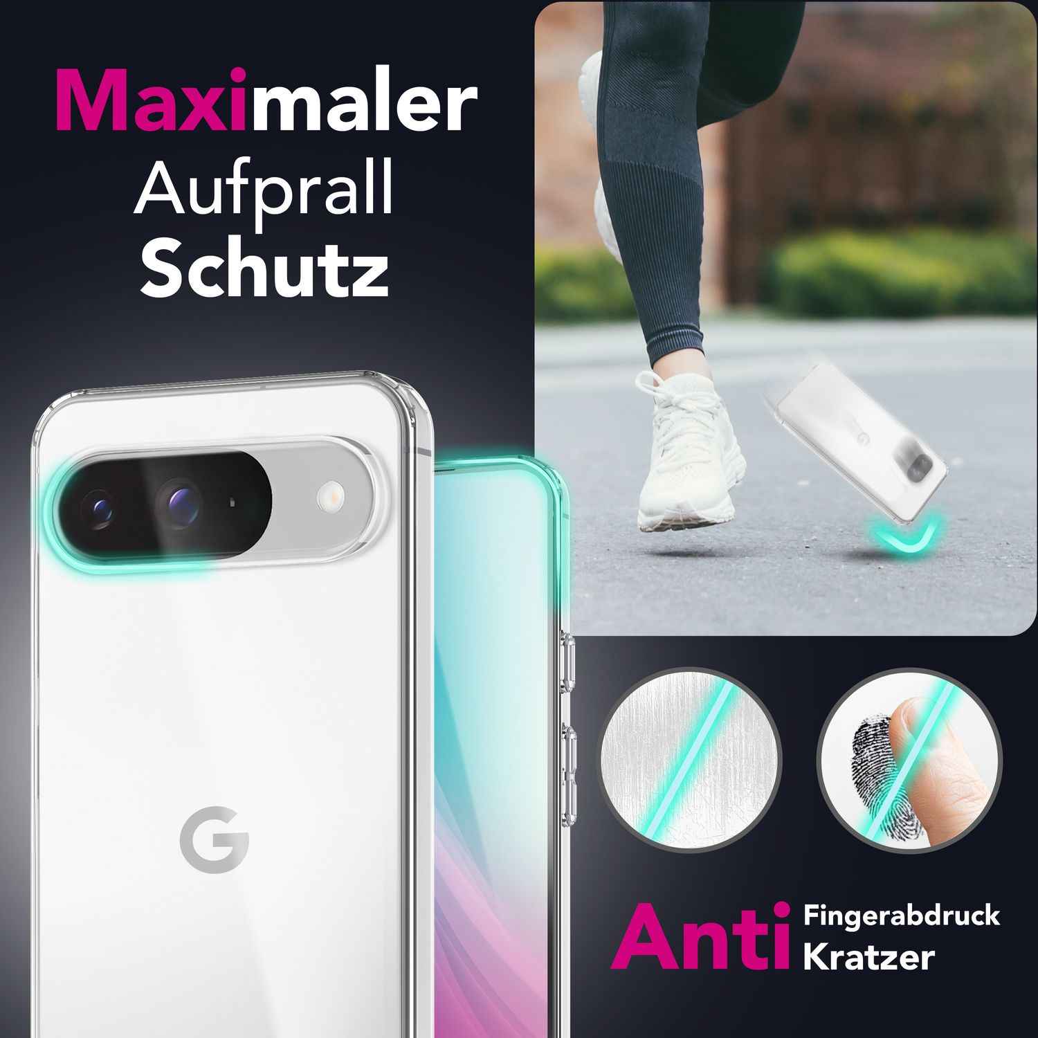 NALIA GLAZE Hülle für Google Pixel 9 – Transparentes TPU Silikon Cover, Kristallklar & Flexibel, Schlank & Stoßdämpfend, Alltagstaugliche Schutzhülle, Durchsichtige Handyhülle