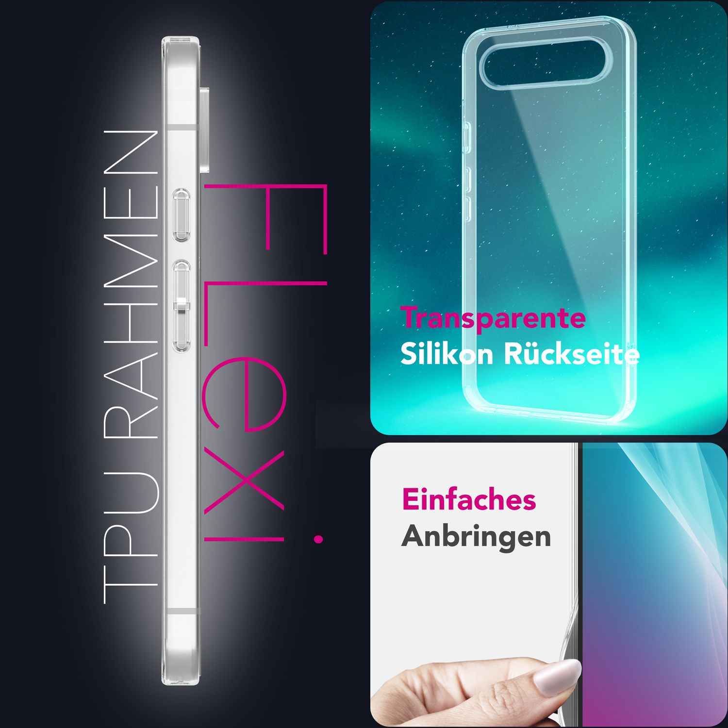 NALIA GLAZE Hülle für Google Pixel 9 – Transparentes TPU Silikon Cover, Kristallklar & Flexibel, Schlank & Stoßdämpfend, Alltagstaugliche Schutzhülle, Durchsichtige Handyhülle