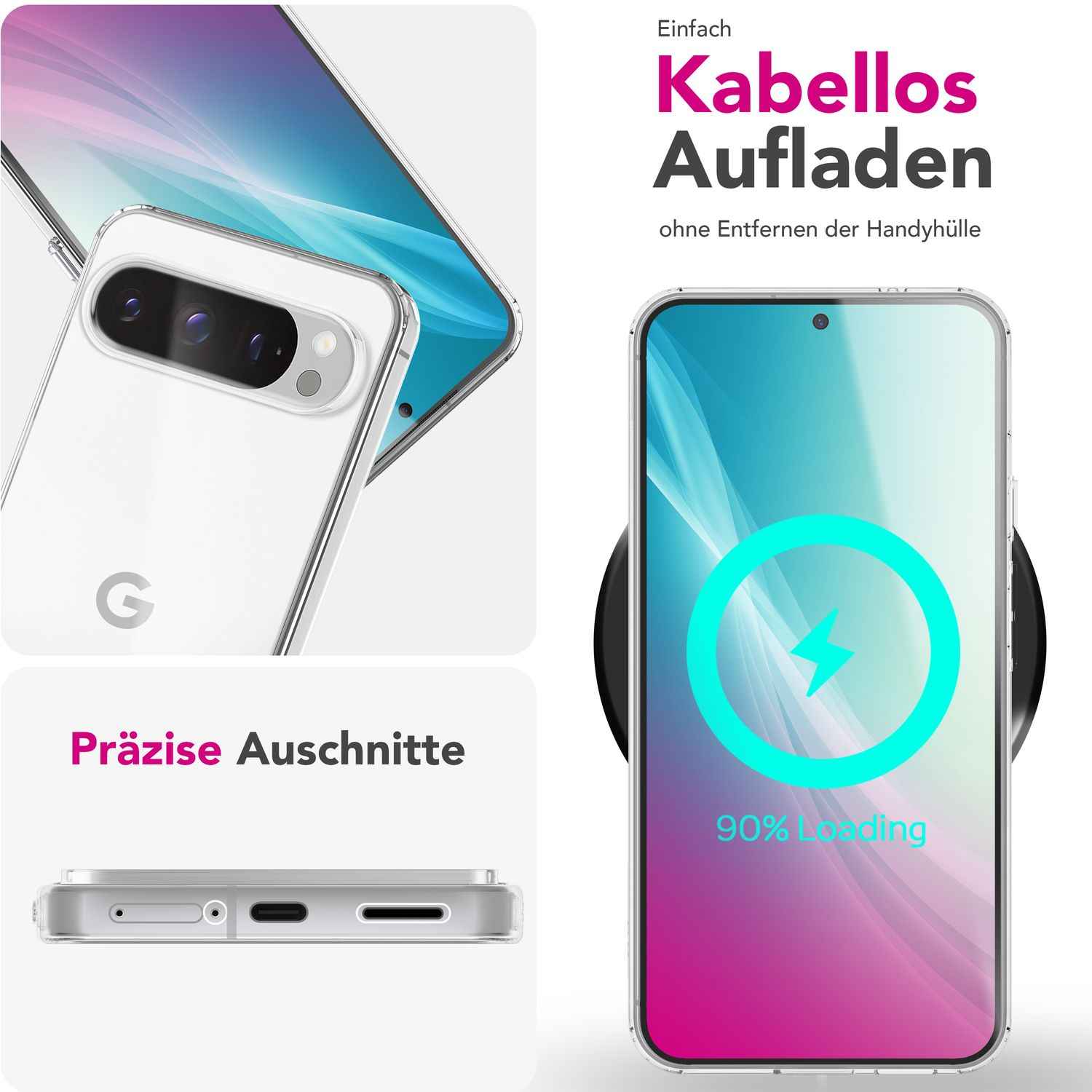 NALIA GLAZE Hülle für Google Pixel 9 Pro XL – Transparentes TPU Case, Glasklar & Flexibel, Stoßabsorbierende Handyhülle, Anti-Gelb Effekt, Durchsichtige Silikon Schutzhülle
