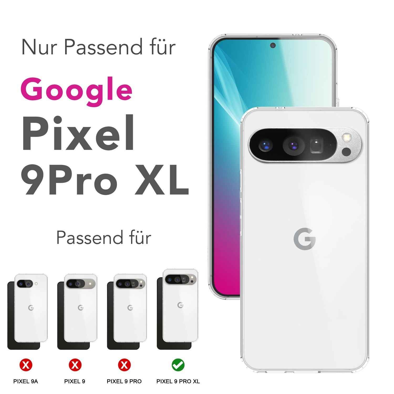 NALIA GLAZE Hülle für Google Pixel 9 Pro XL – Transparentes TPU Case, Glasklar & Flexibel, Stoßabsorbierende Handyhülle, Anti-Gelb Effekt, Durchsichtige Silikon Schutzhülle