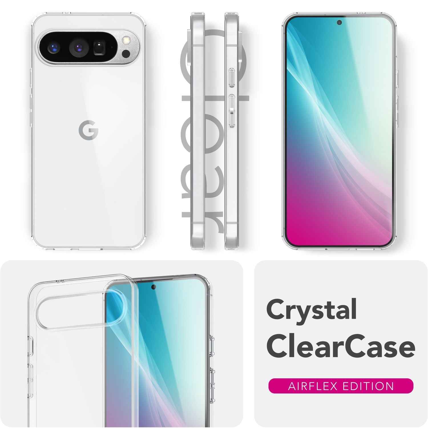 NALIA GLAZE Hülle für Google Pixel 9 Pro XL – Transparentes TPU Case, Glasklar & Flexibel, Stoßabsorbierende Handyhülle, Anti-Gelb Effekt, Durchsichtige Silikon Schutzhülle