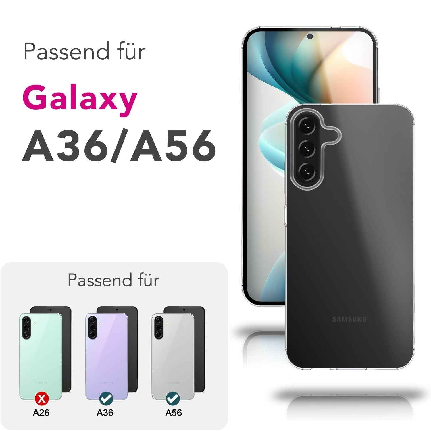 NALIA GLAZE Hülle für Samsung Galaxy A36 / Galaxy A56 – Klare TPU Silikon Schutzhülle, Flexibel & Schlank, Alltagsschutz Cover gegen Kratzer, Transparente Dezente Handyhülle