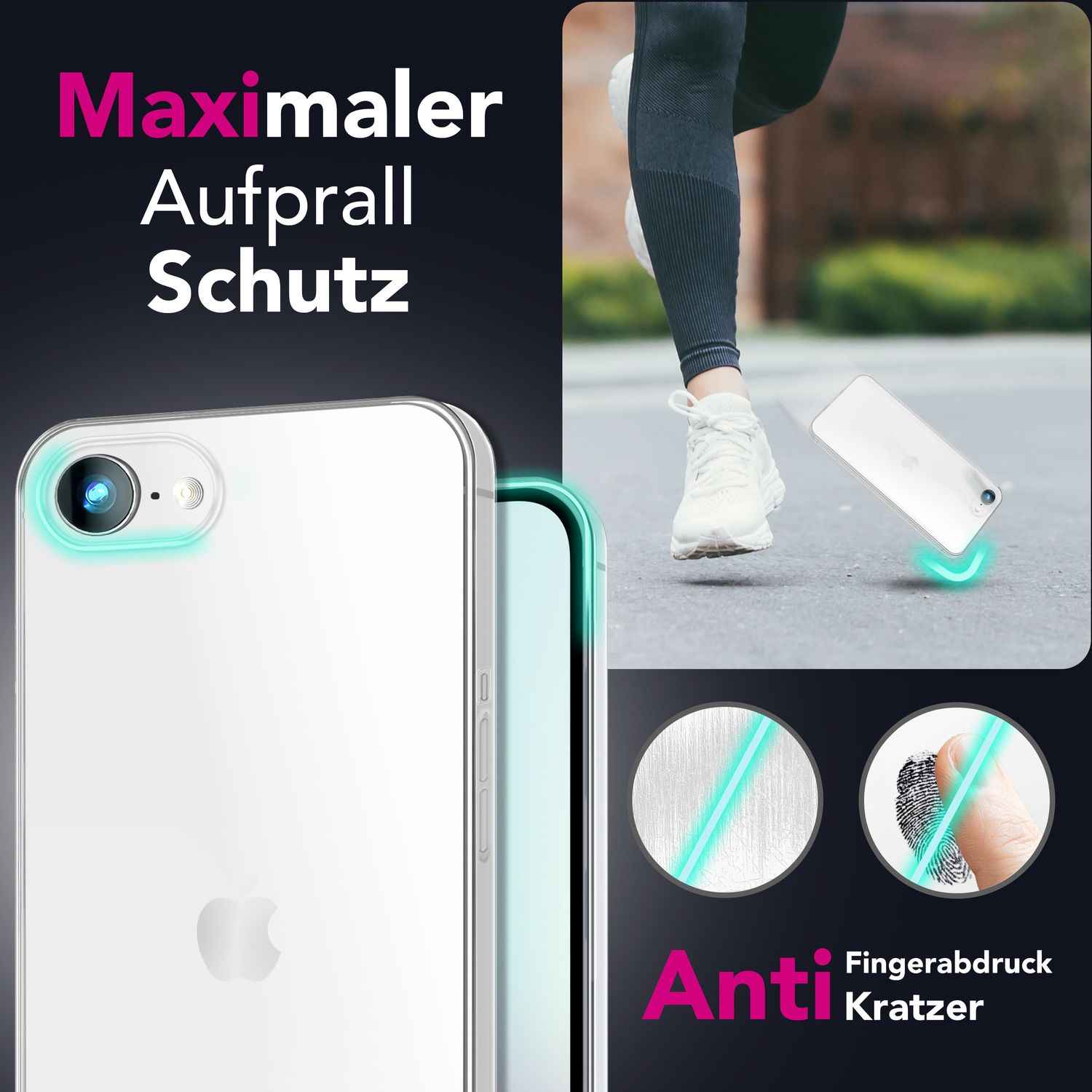 NALIA GLAZE Hülle für iPhone 16e, Transparentes TPU Silikon Case, Flexibel & Strapazierfähig, Glasklare Optik, Robust & Pflegeleicht, Durchsichtige Alltags Schutzhülle
