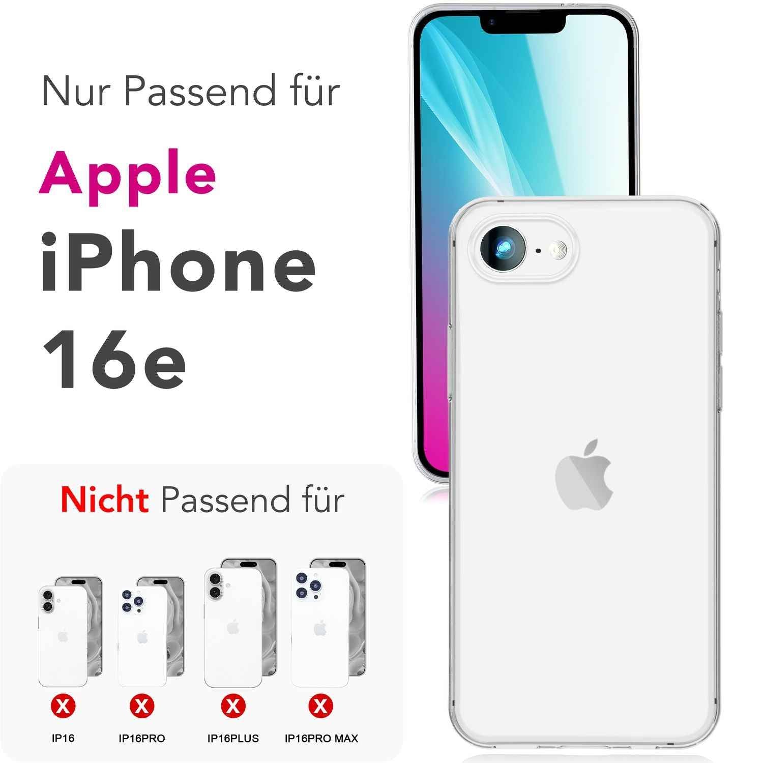 NALIA GLAZE Hülle für iPhone 16e, Transparentes TPU Silikon Case, Flexibel & Strapazierfähig, Glasklare Optik, Robust & Pflegeleicht, Durchsichtige Alltags Schutzhülle