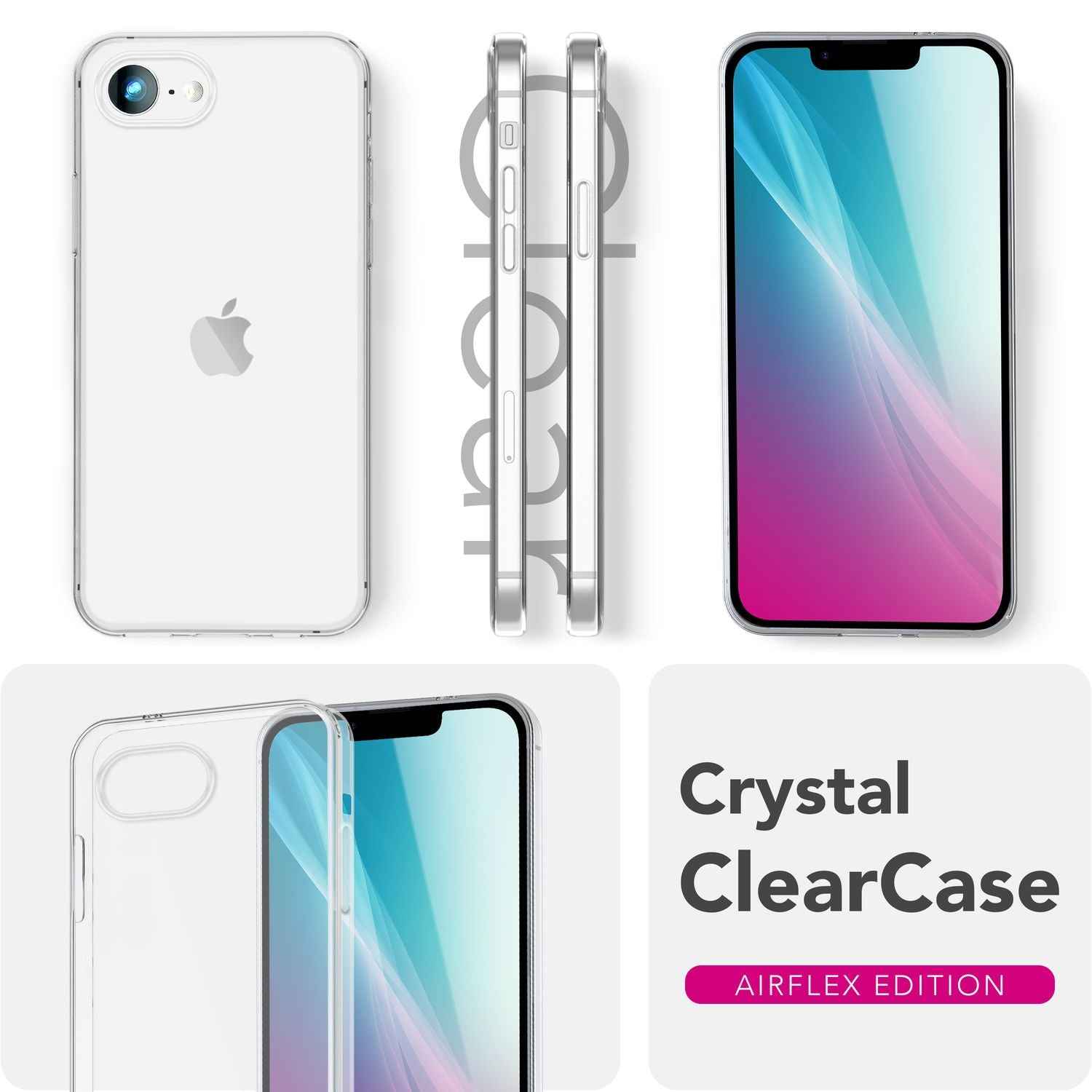 NALIA GLAZE Hülle für iPhone 16e, Transparentes TPU Silikon Case, Flexibel & Strapazierfähig, Glasklare Optik, Robust & Pflegeleicht, Durchsichtige Alltags Schutzhülle